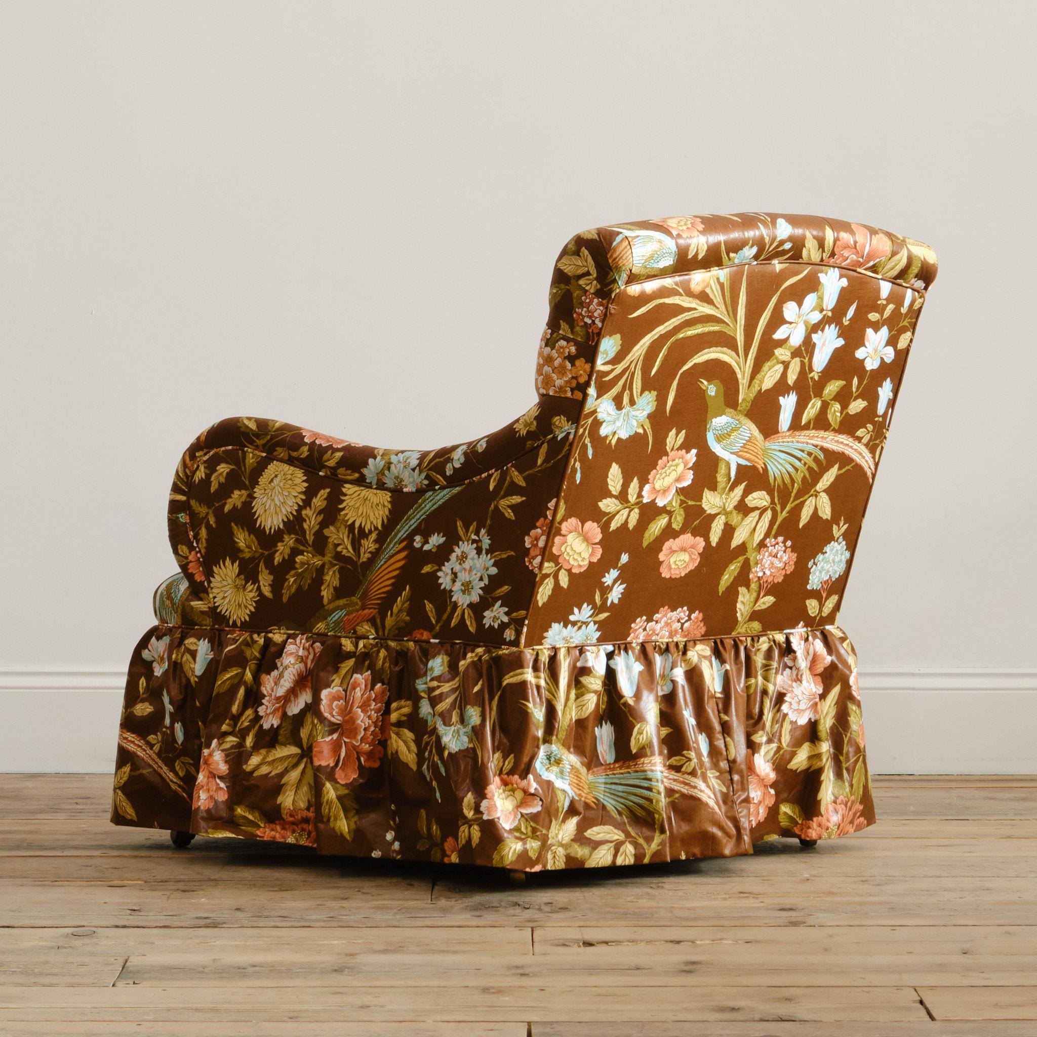 Cotone Antica poltrona Whytock & Reid in chintz floreale Sanderson d'epoca in vendita