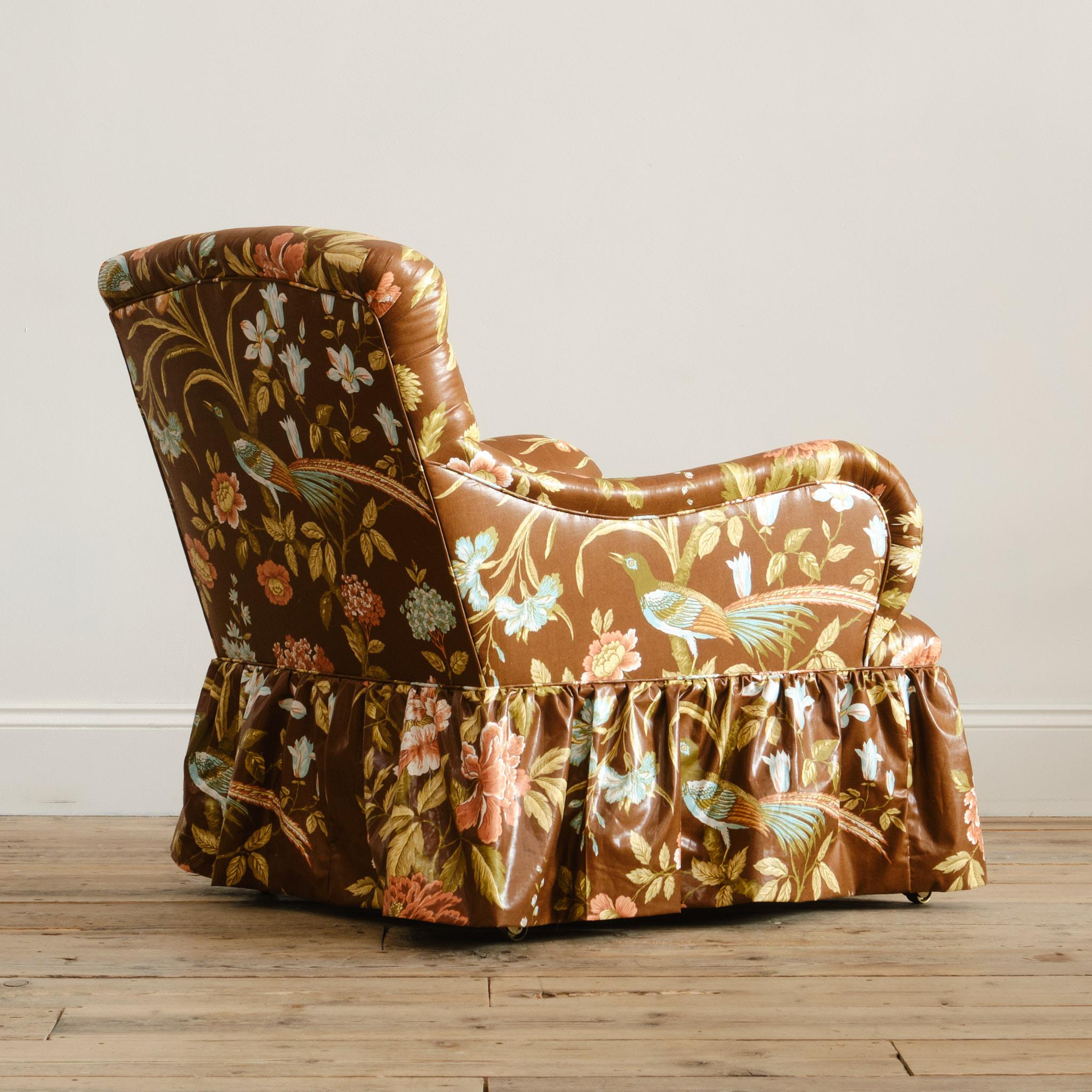 Antica poltrona Whytock & Reid in chintz floreale Sanderson d'epoca in vendita 2