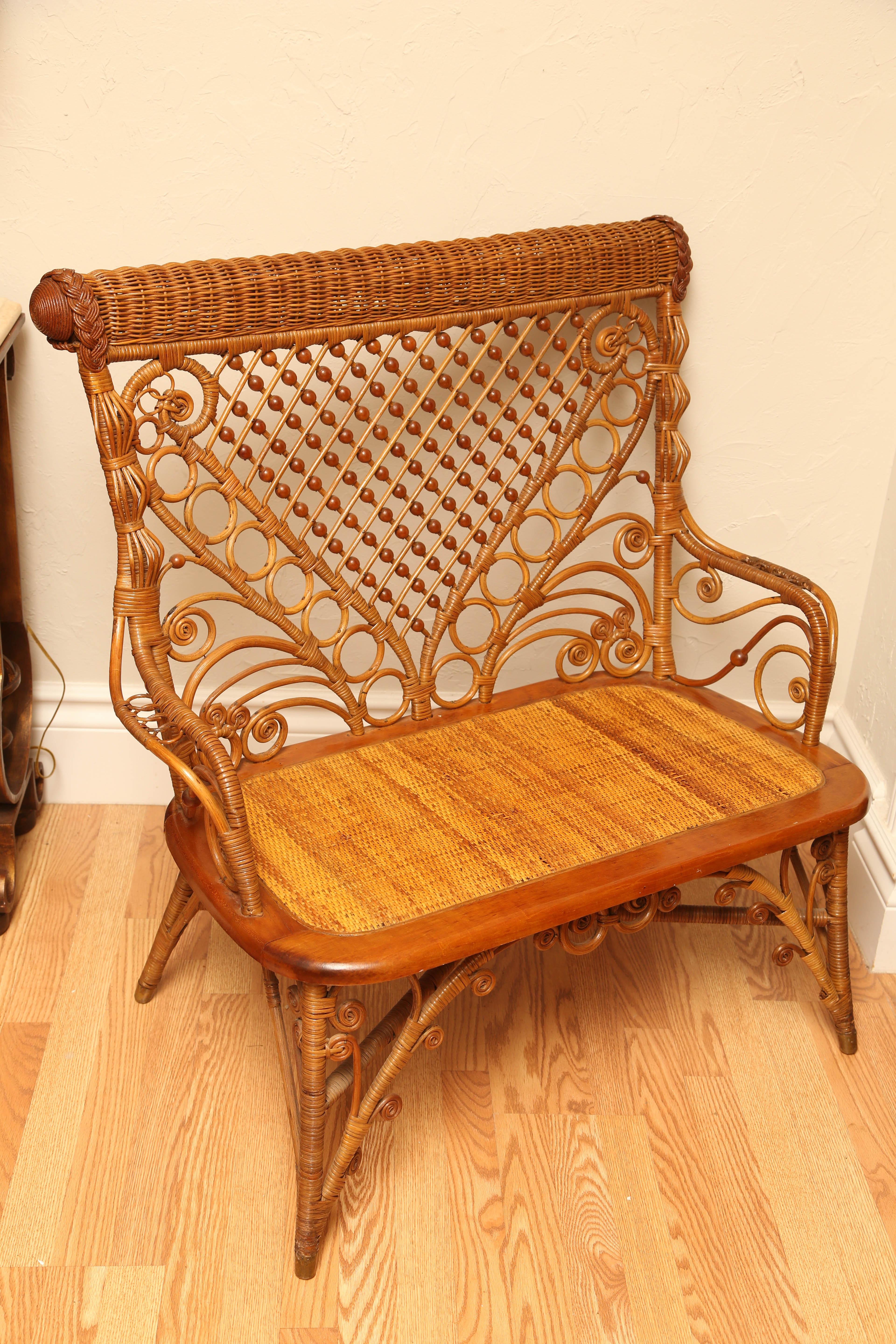 19th Century Antique Wicker and Rattan Settee