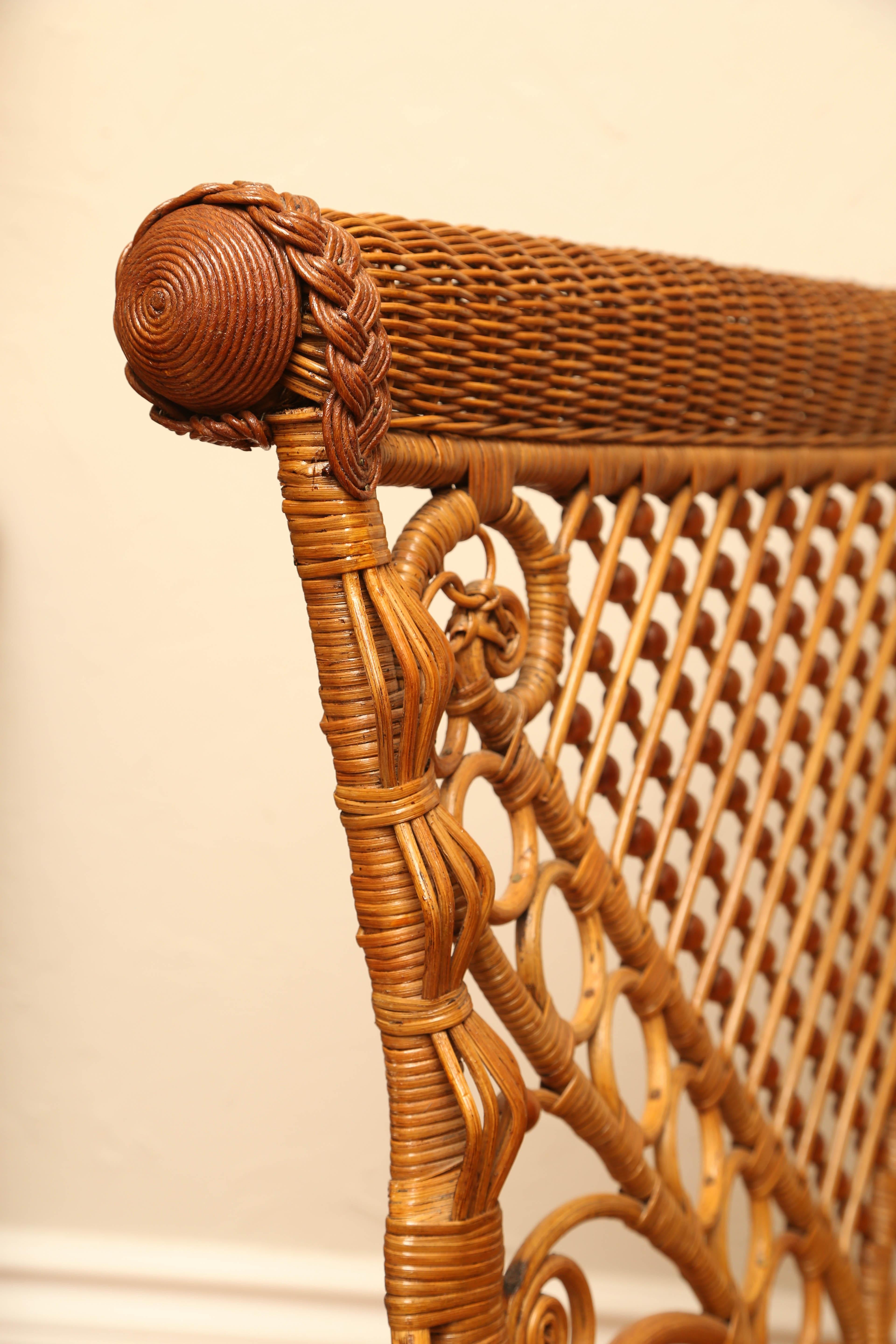 Antique Wicker and Rattan Settee 2