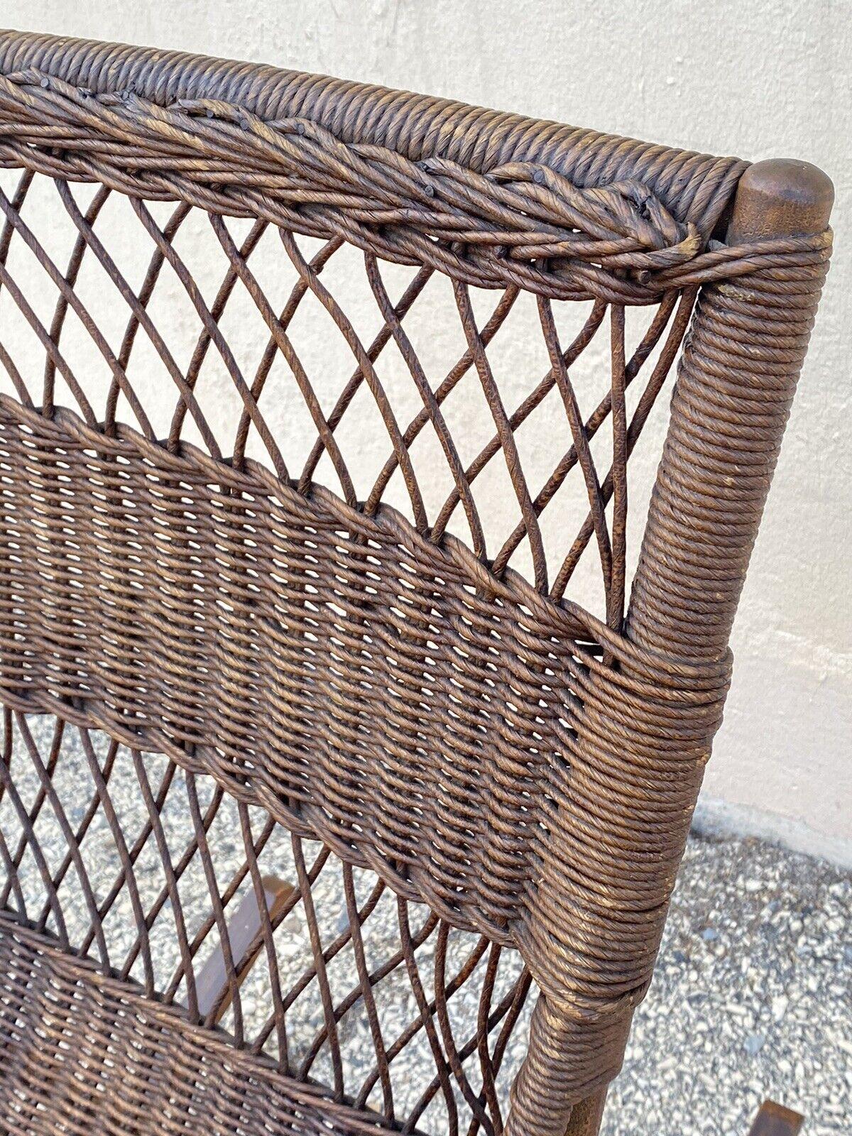 Antique Wicker and Rattan Wooden Victorian Rocking Chair Rocker For Sale 2