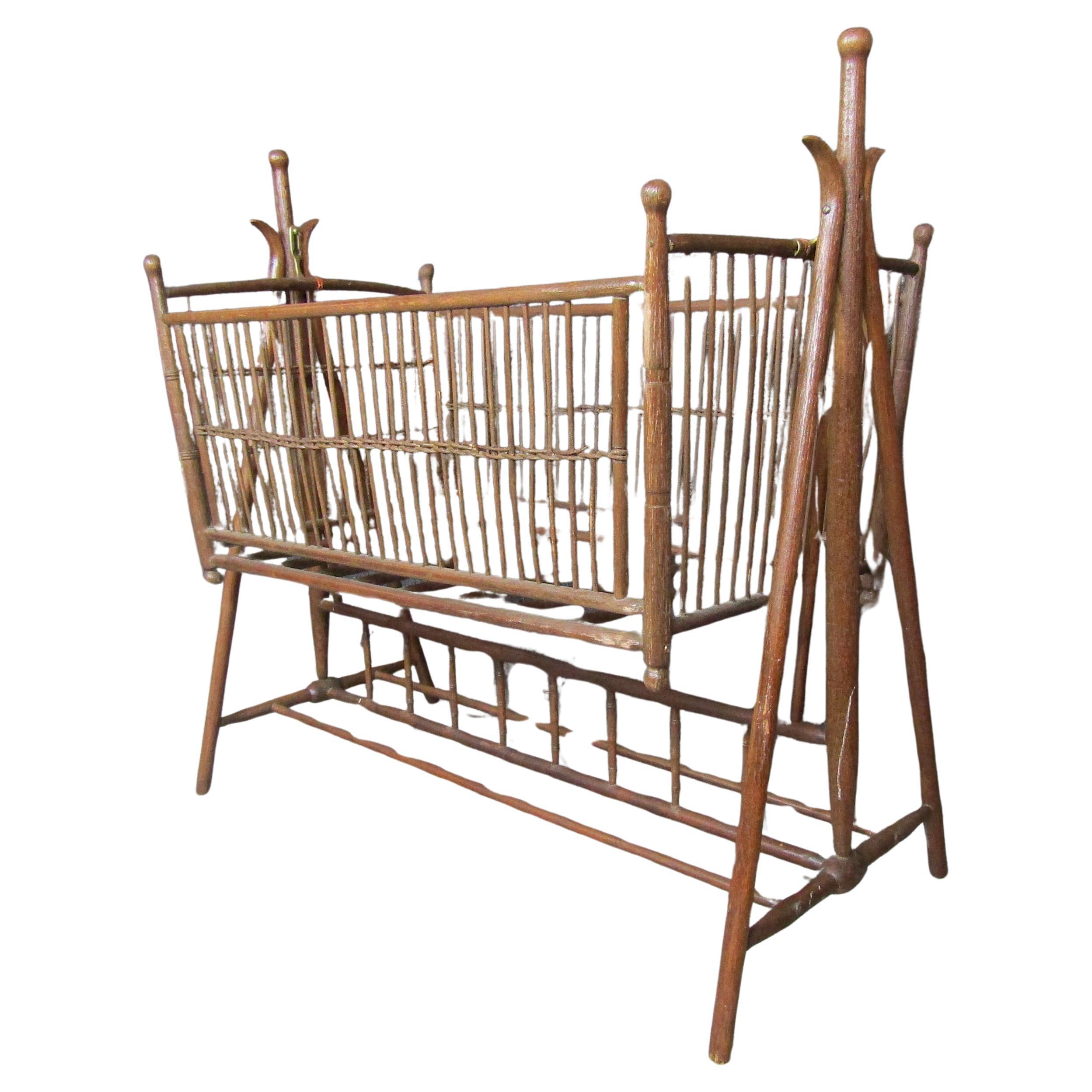 Antique Wicker Baby Crib For Sale