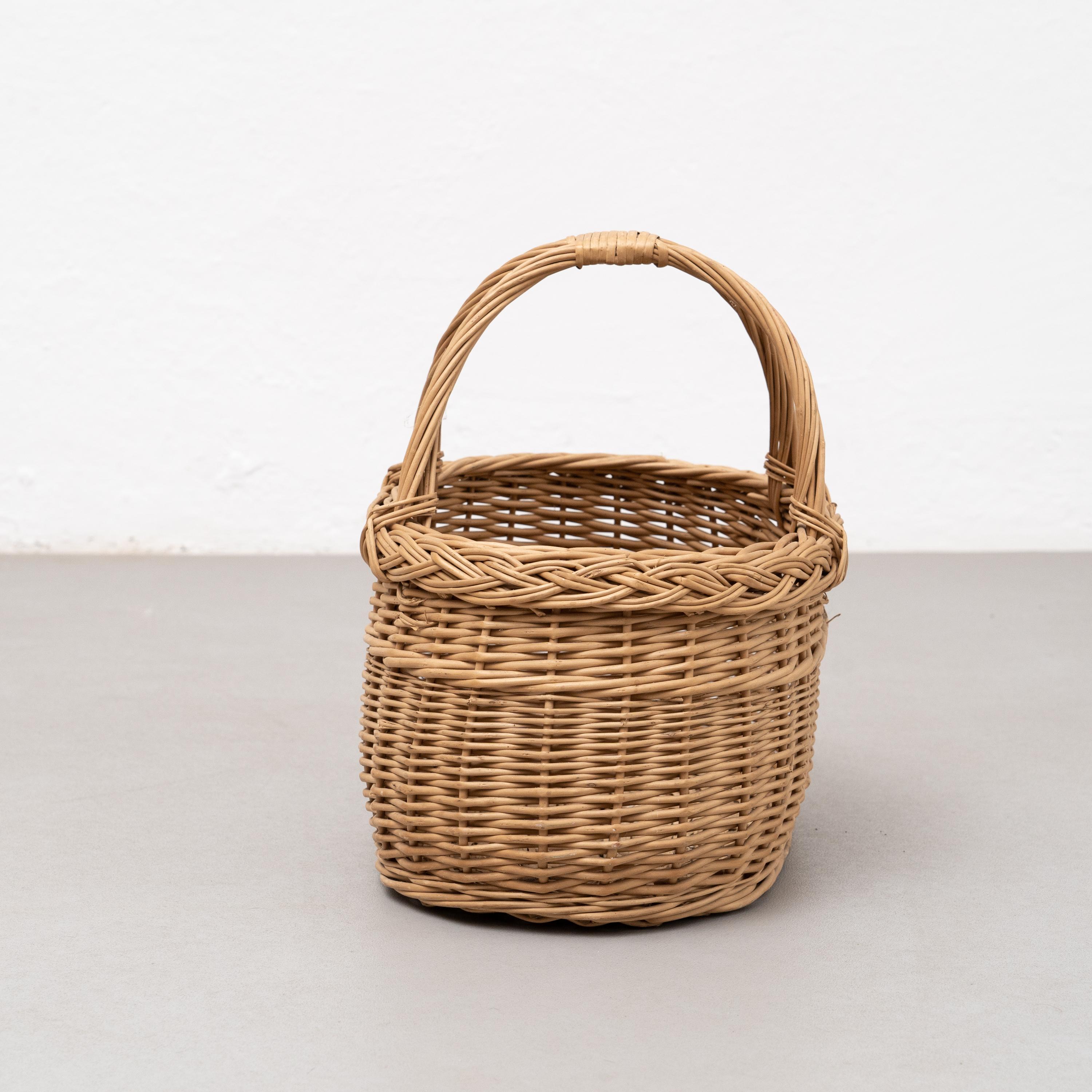 Late 20th Century Antique Wicker Basket, circa 1970