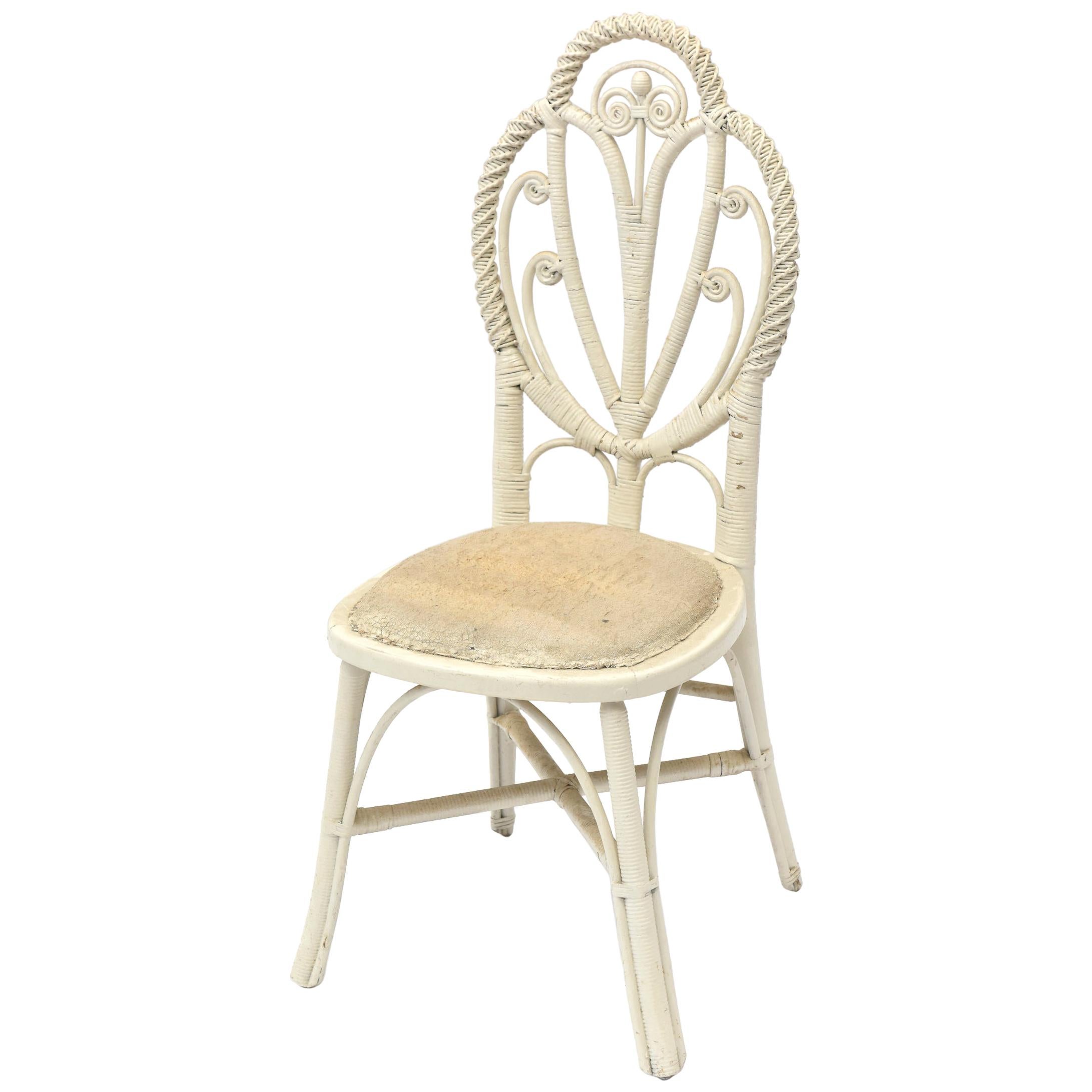 Antique Wicker Chair for Desk or Dresser
