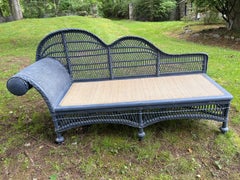 Antike Chaise Longue aus Weidengeflecht, Ende 19.