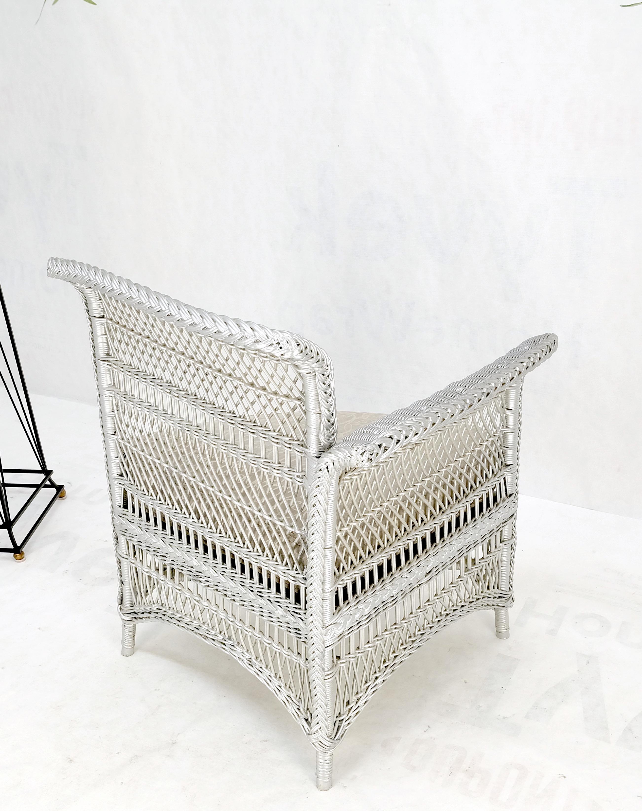 Antique Wicker Corner Chair Finished Painted in Silver Metal Finish Mint For Sale 6