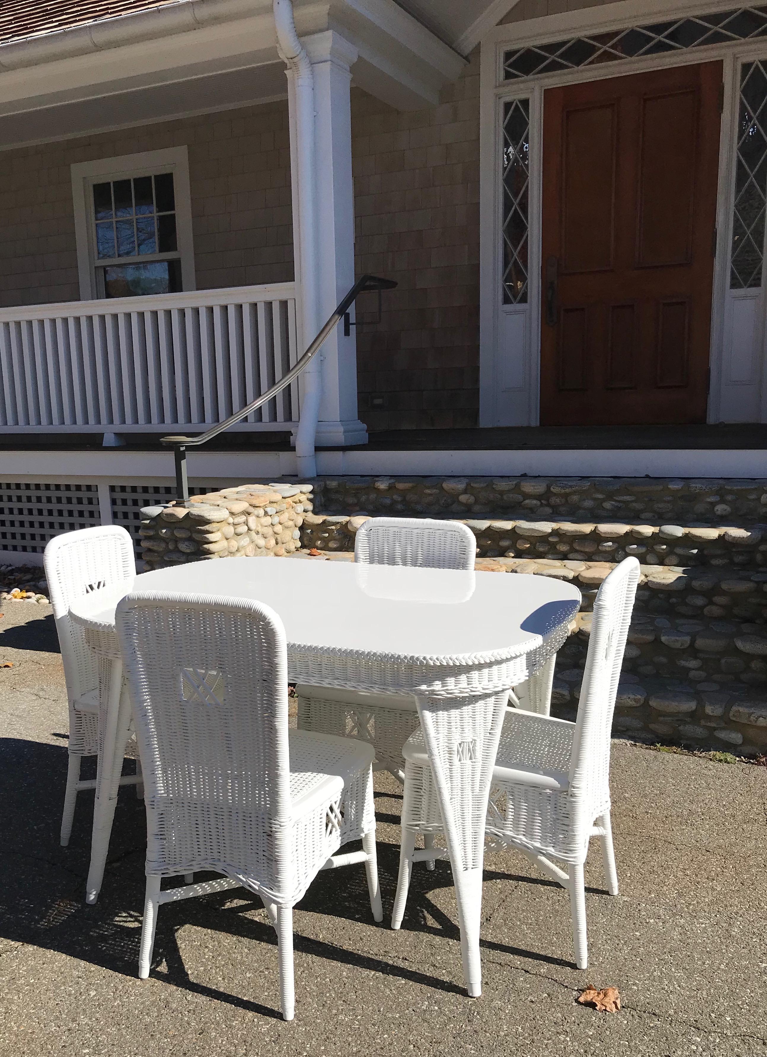 American Antique Wicker Dining Table and Chairs