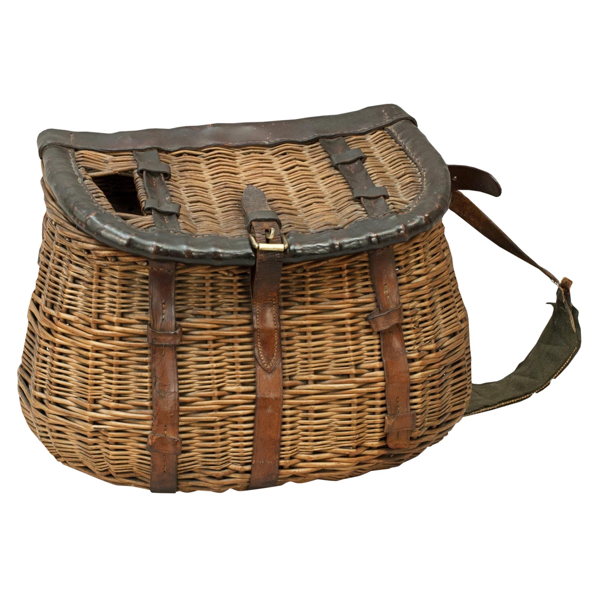 Antique Wicker Fishing Creel with Leather Trim at 1stDibs  antique fishing  creels, antique creel, antique fishing basket