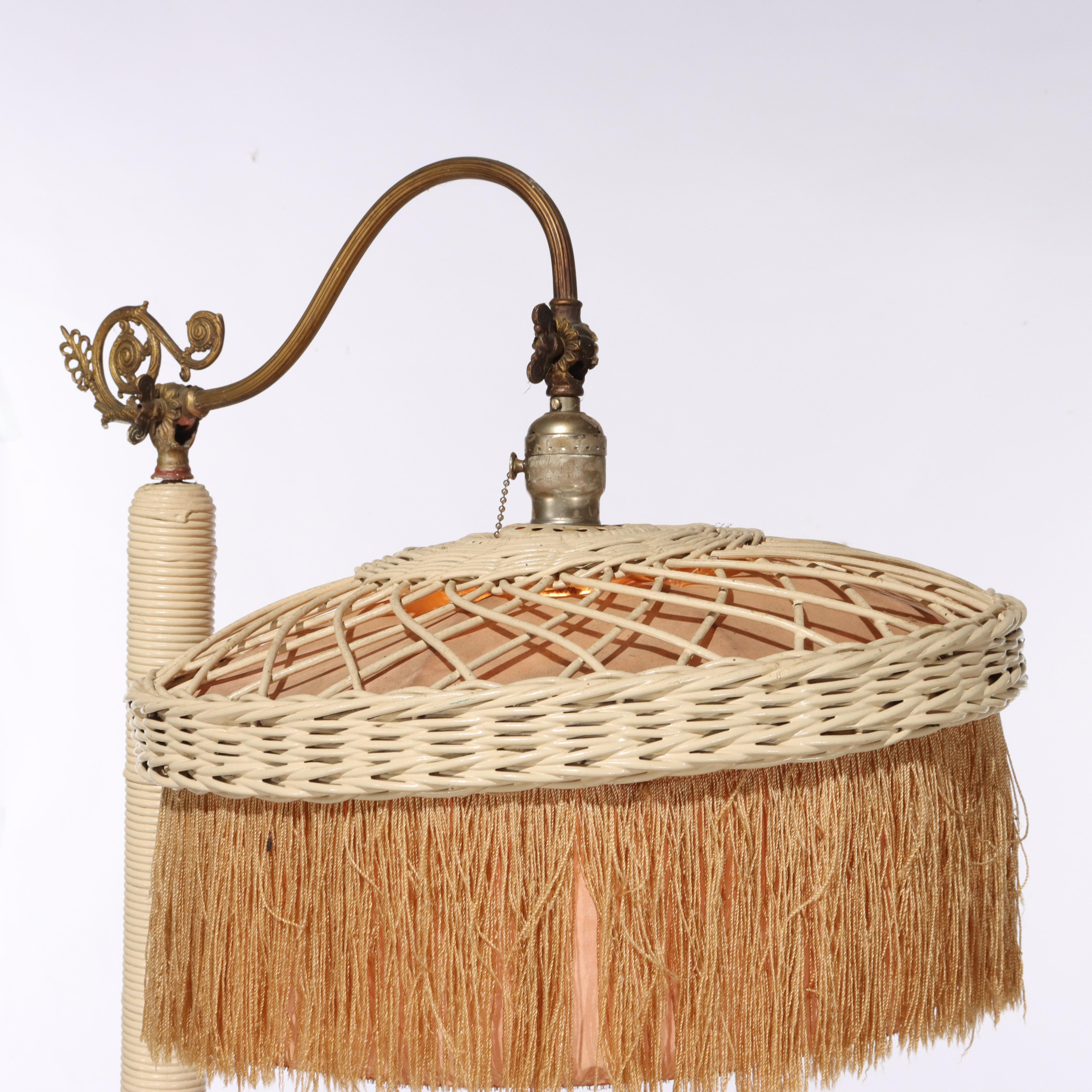 Antique Wicker Floor Lamp C1910 For Sale 6