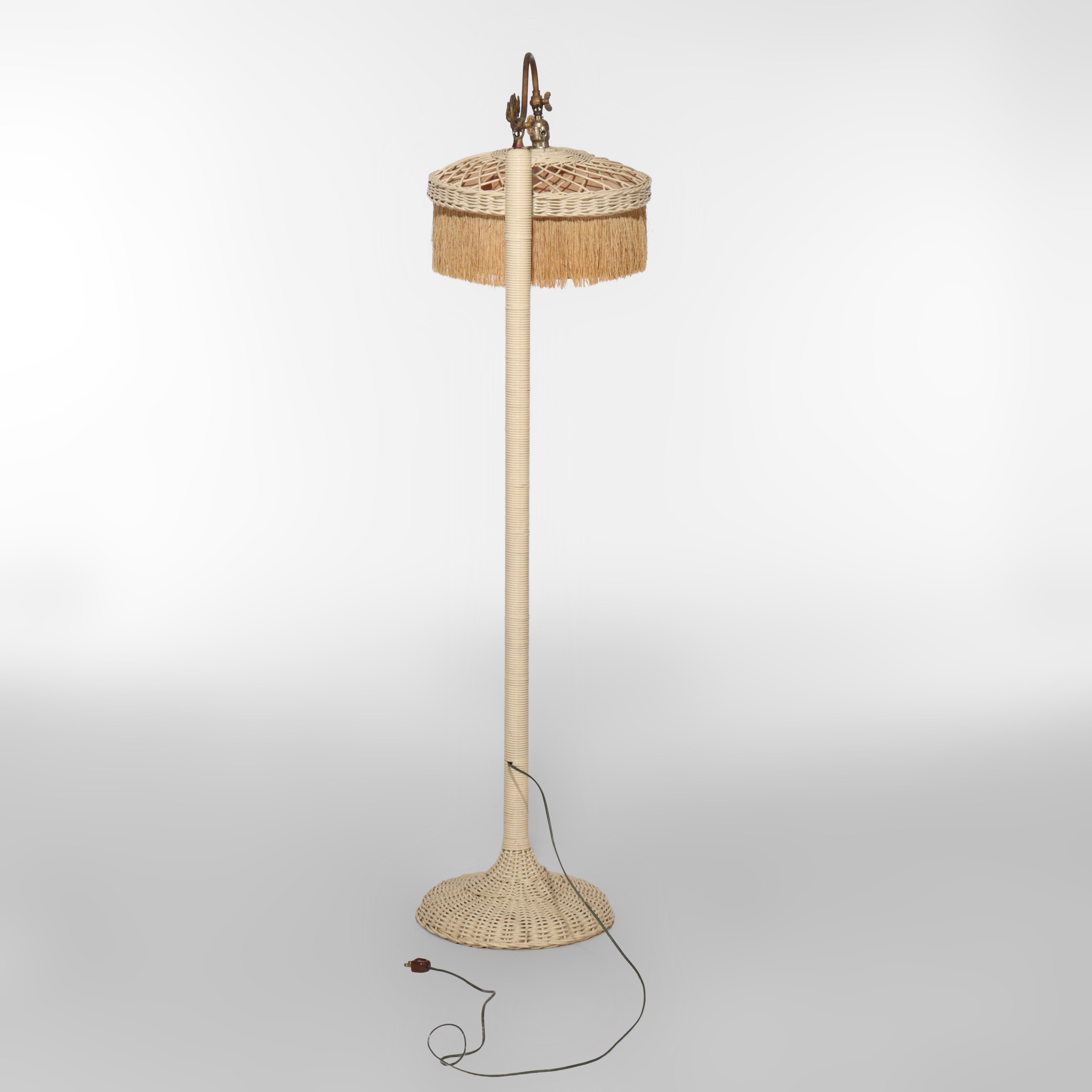 Antique Wicker Floor Lamp C1910 For Sale 7