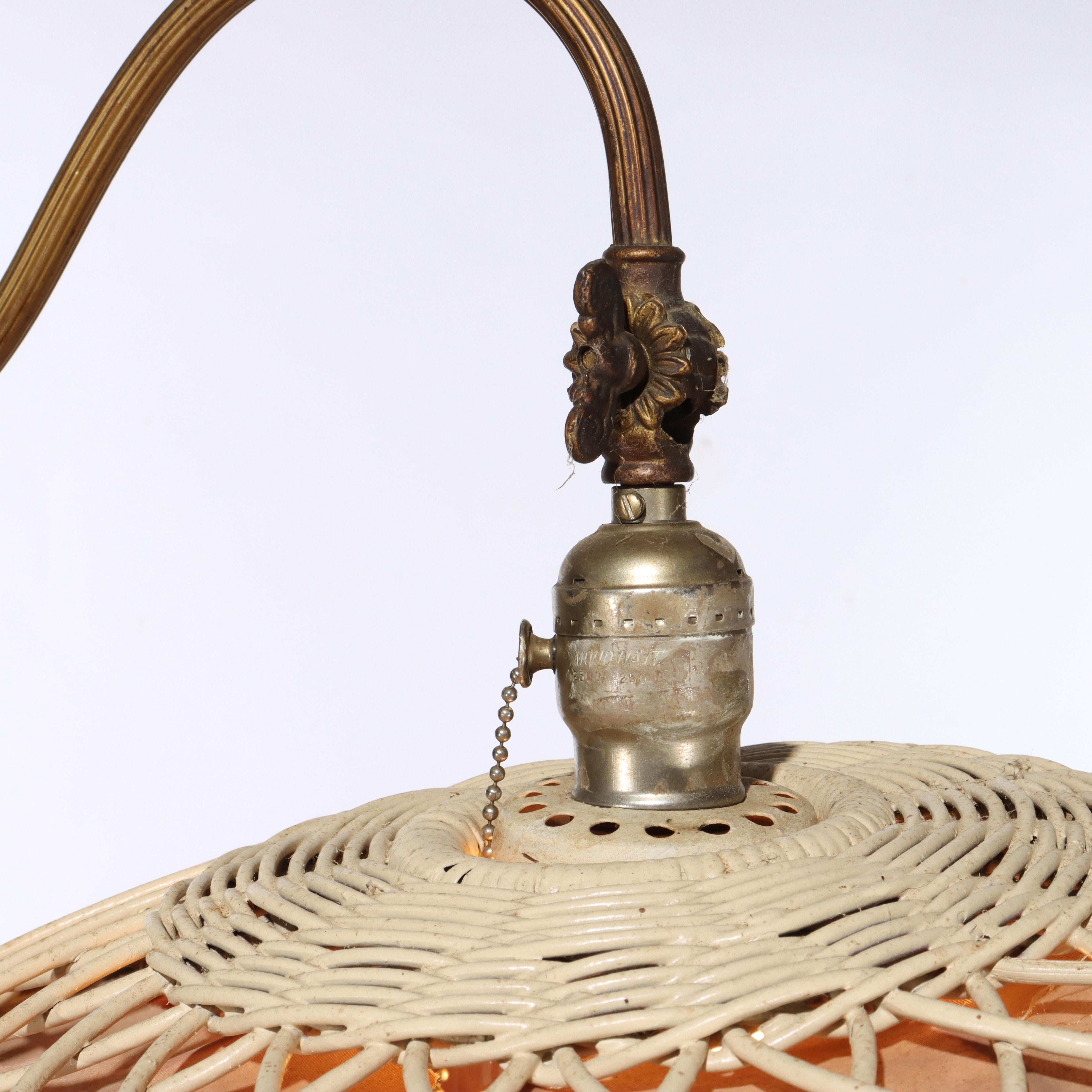 Antique Wicker Floor Lamp C1910 For Sale 1