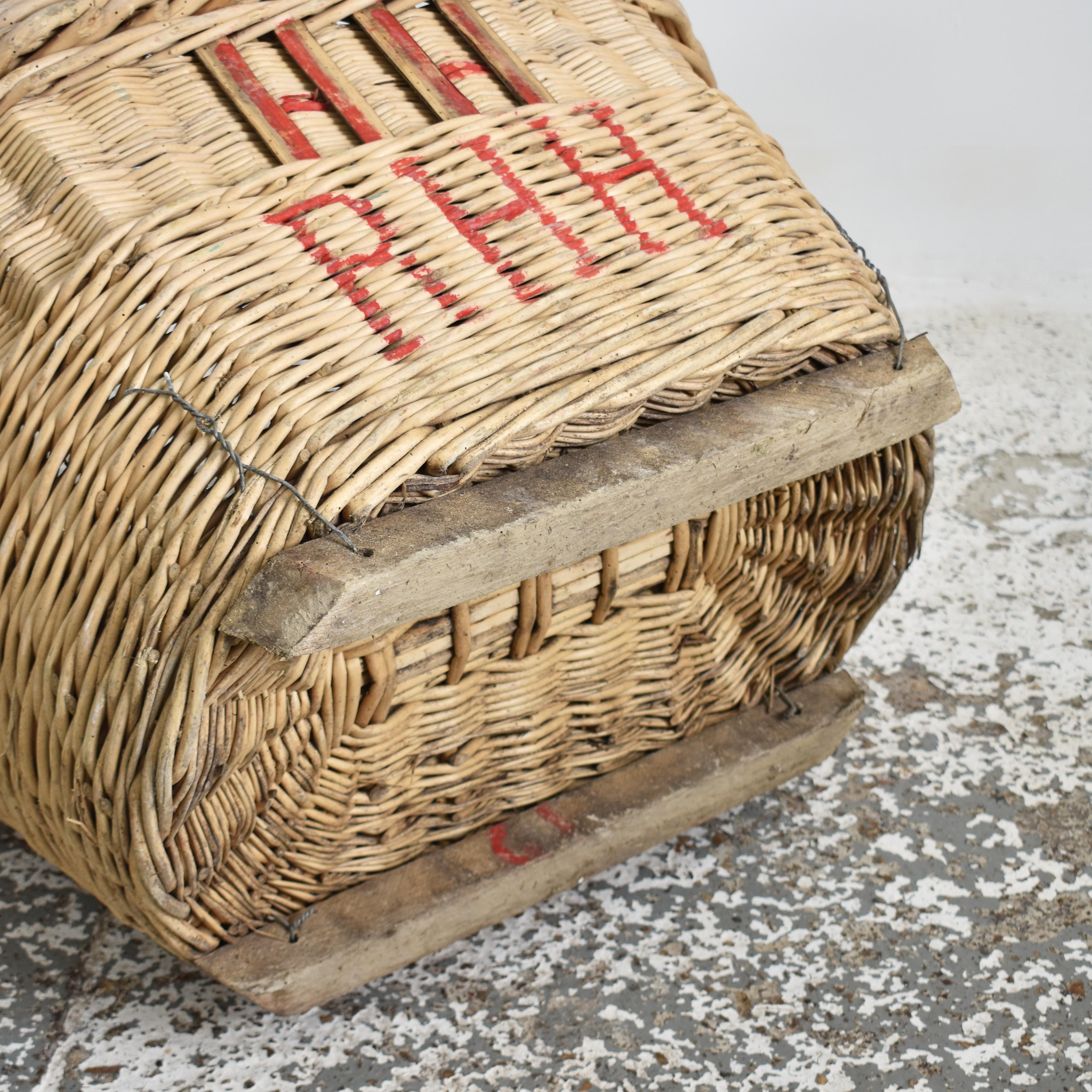 20th Century Antique Wicker French Champagne Log Basket