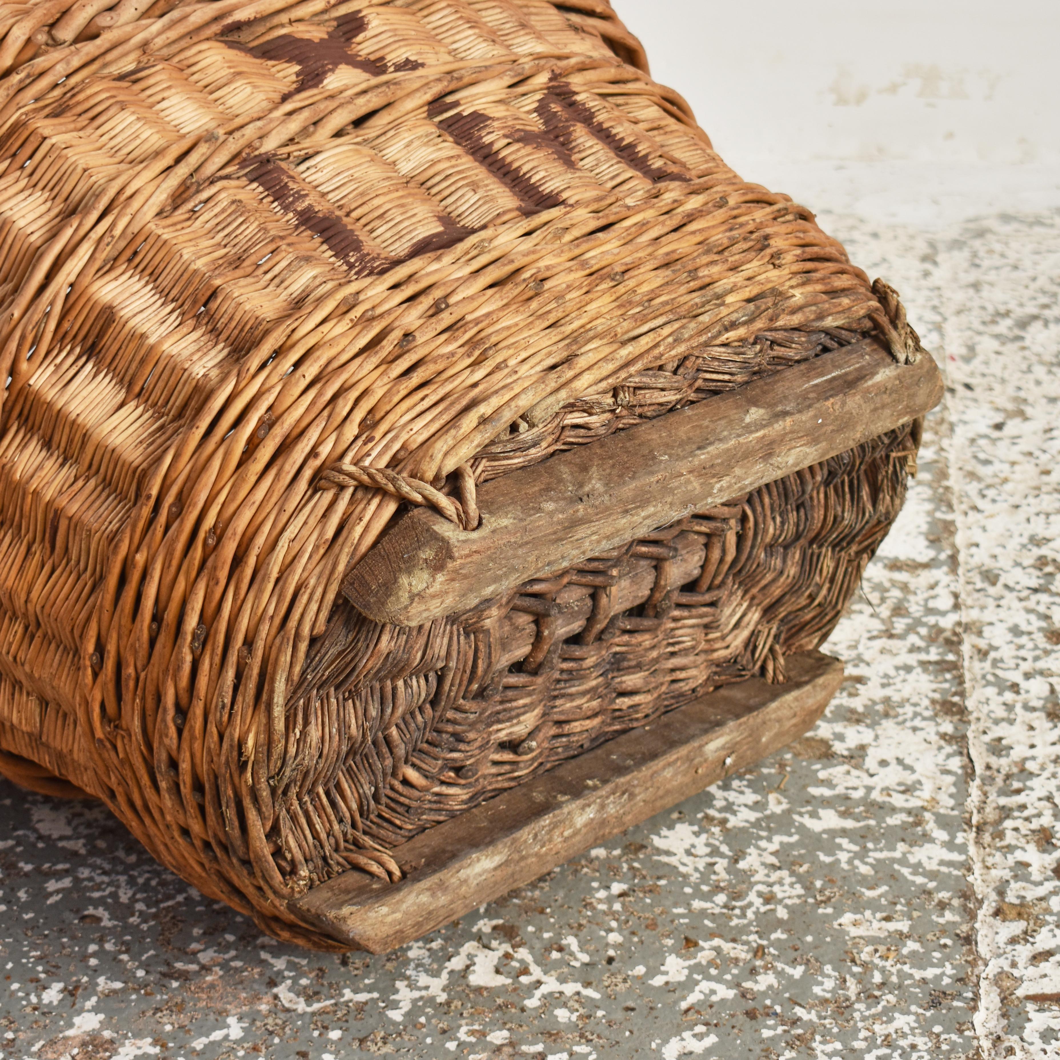 20th Century Antique Wicker French Champagne Log Basket