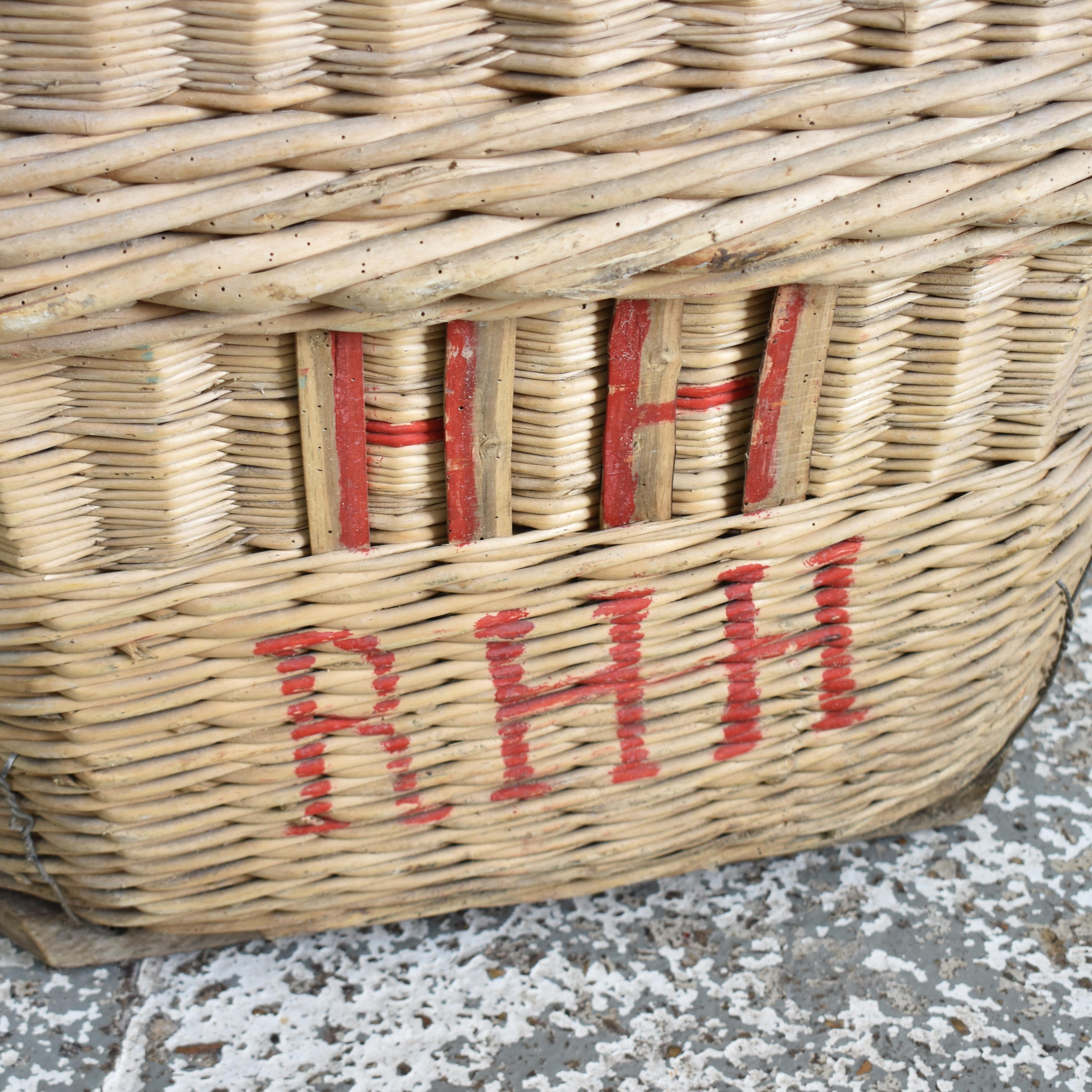 Antique Wicker French Champagne Log Basket 1