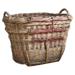 Antique Wicker French Champagne Log Basket
