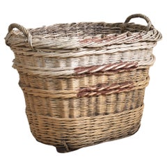 Used Wicker French Champagne Log Basket