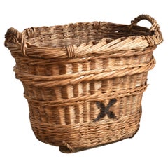 Antique Wicker French Champagne Log Basket