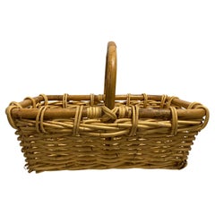 Antique Wicker Gathering Basket with Handle