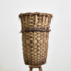 Antique Wicker Grape Harvest Log Basket