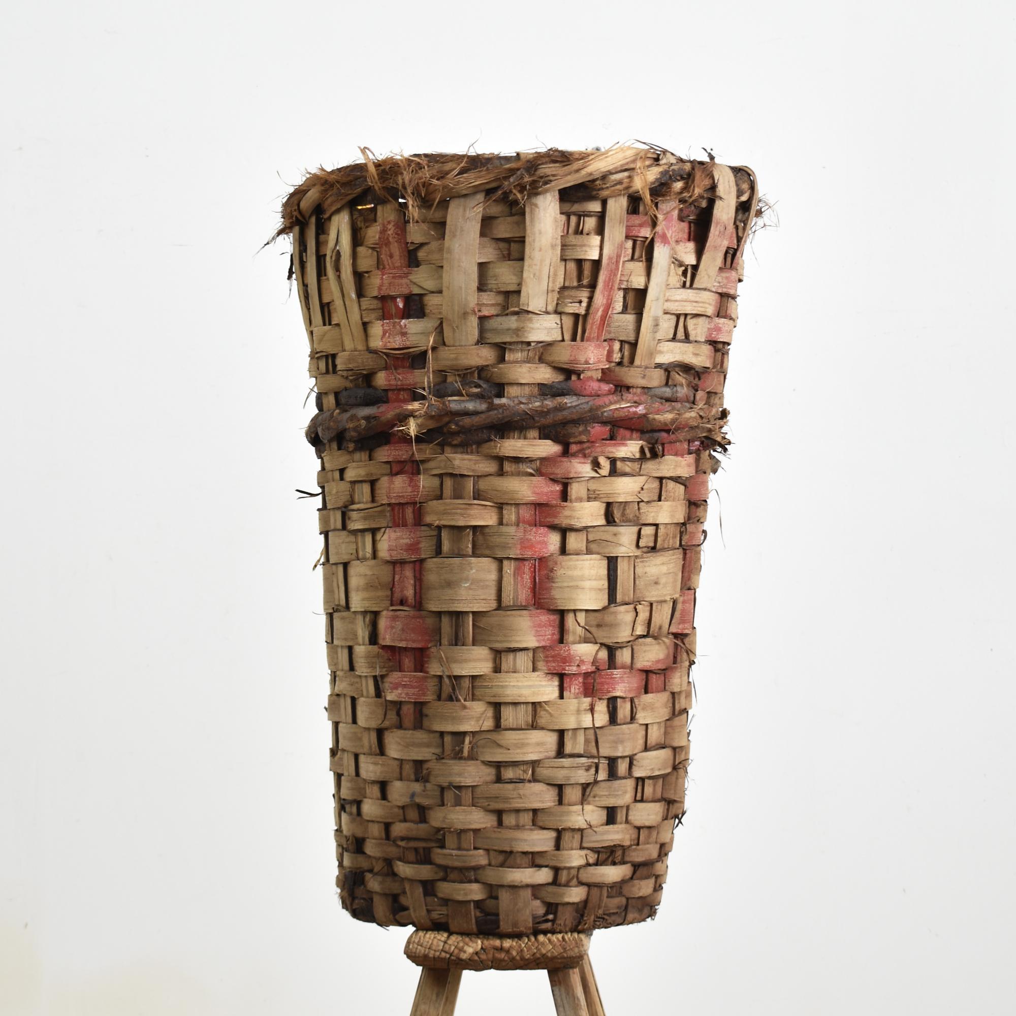 Turkish Antique Wicker Grape Harvest Log Basket