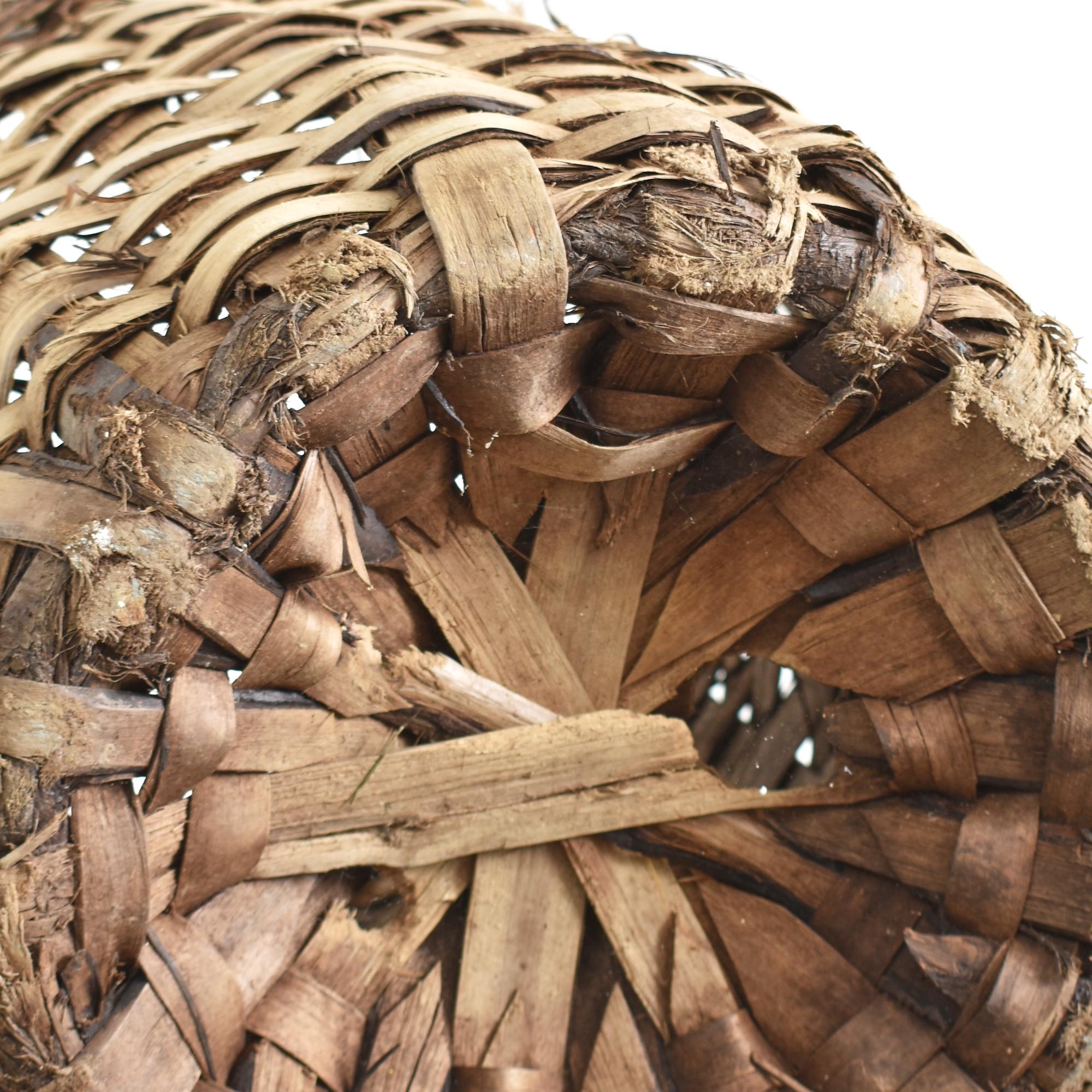 Hand-Woven Antique Wicker Grape Harvest Log Basket