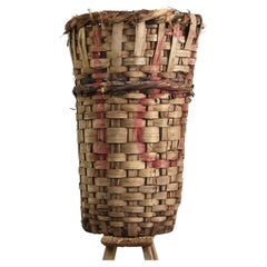Antique Wicker Grape Harvest Log Basket