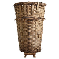 Antique Wicker Grape Harvest Log Basket