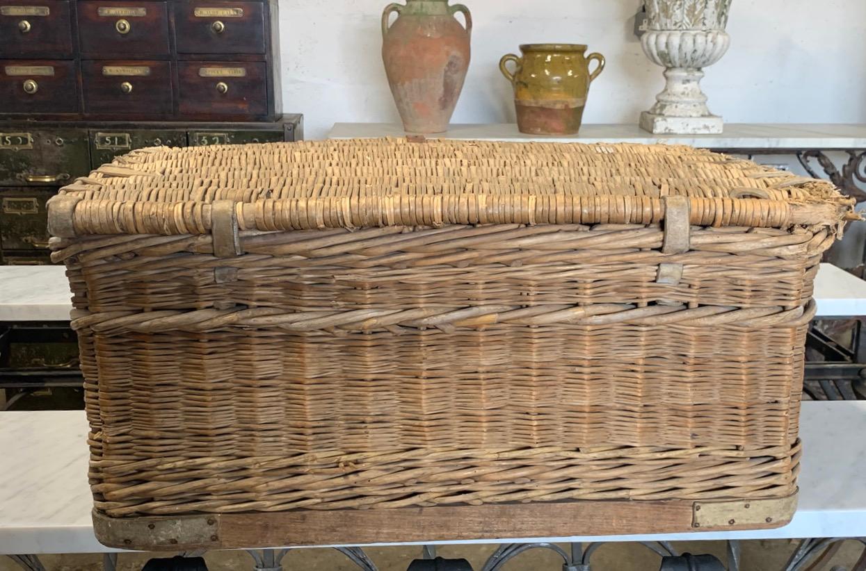 Hand-Crafted Antique Wicker Laundry Basket