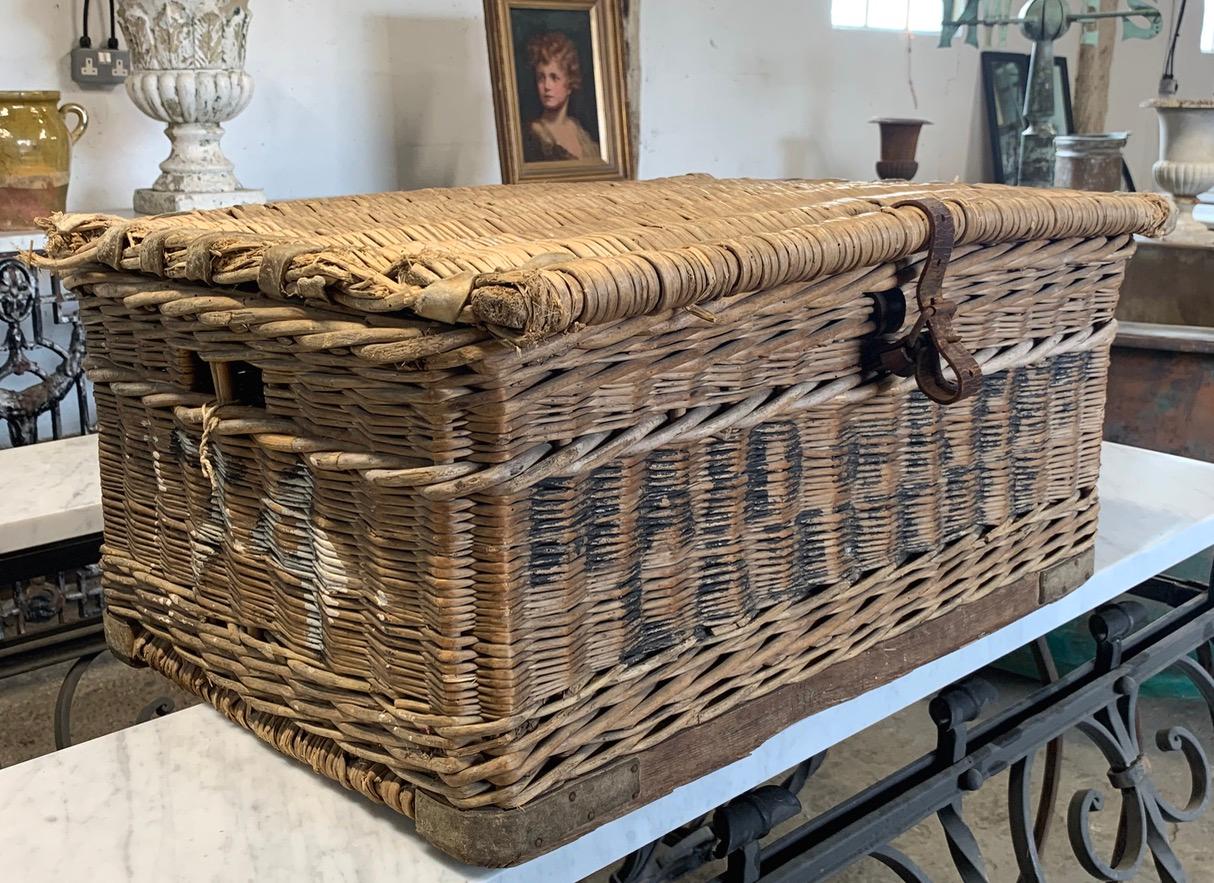 20th Century Antique Wicker Laundry Basket