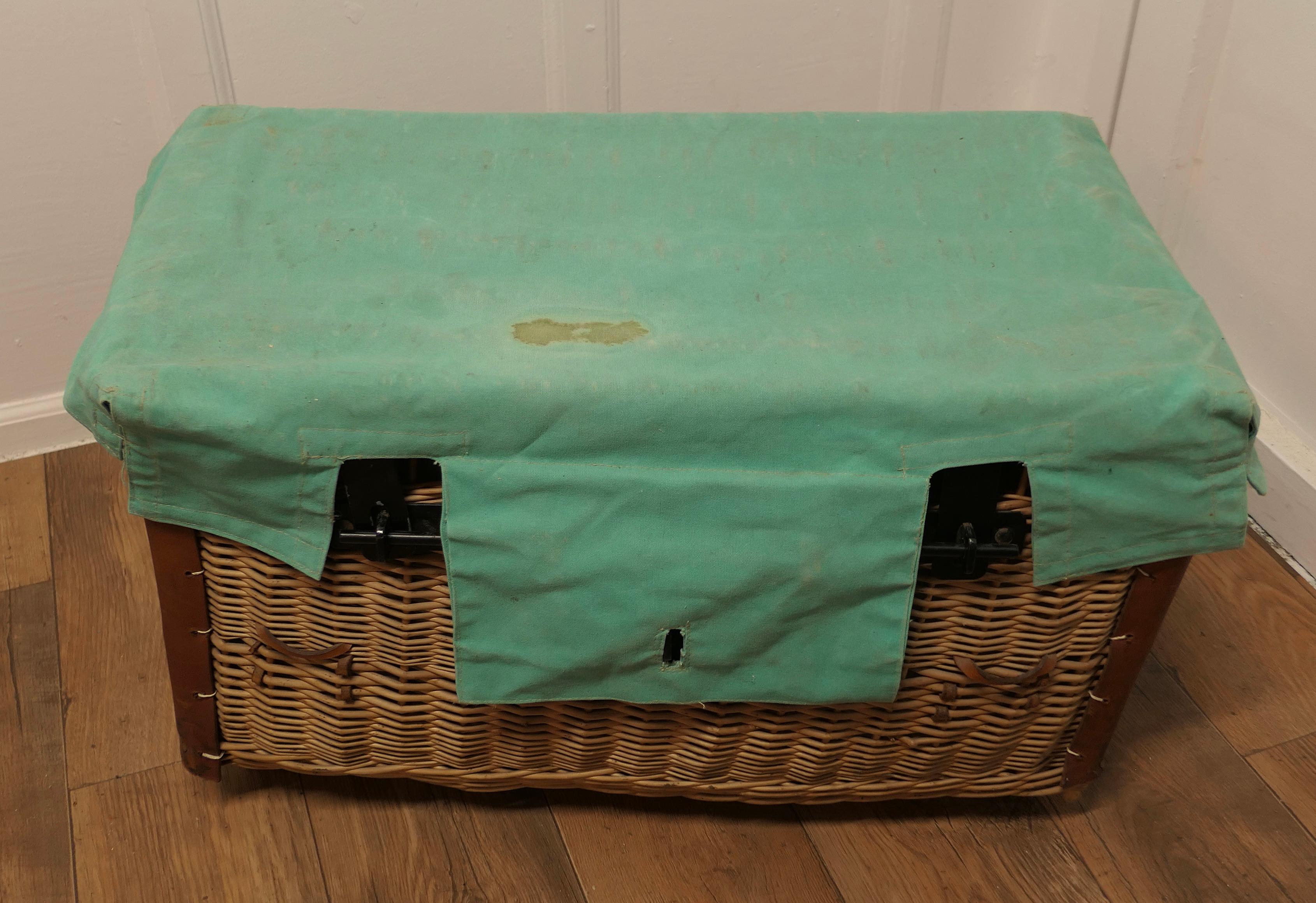 Country Antique Wicker Laundry Basket or Linen Hamper   