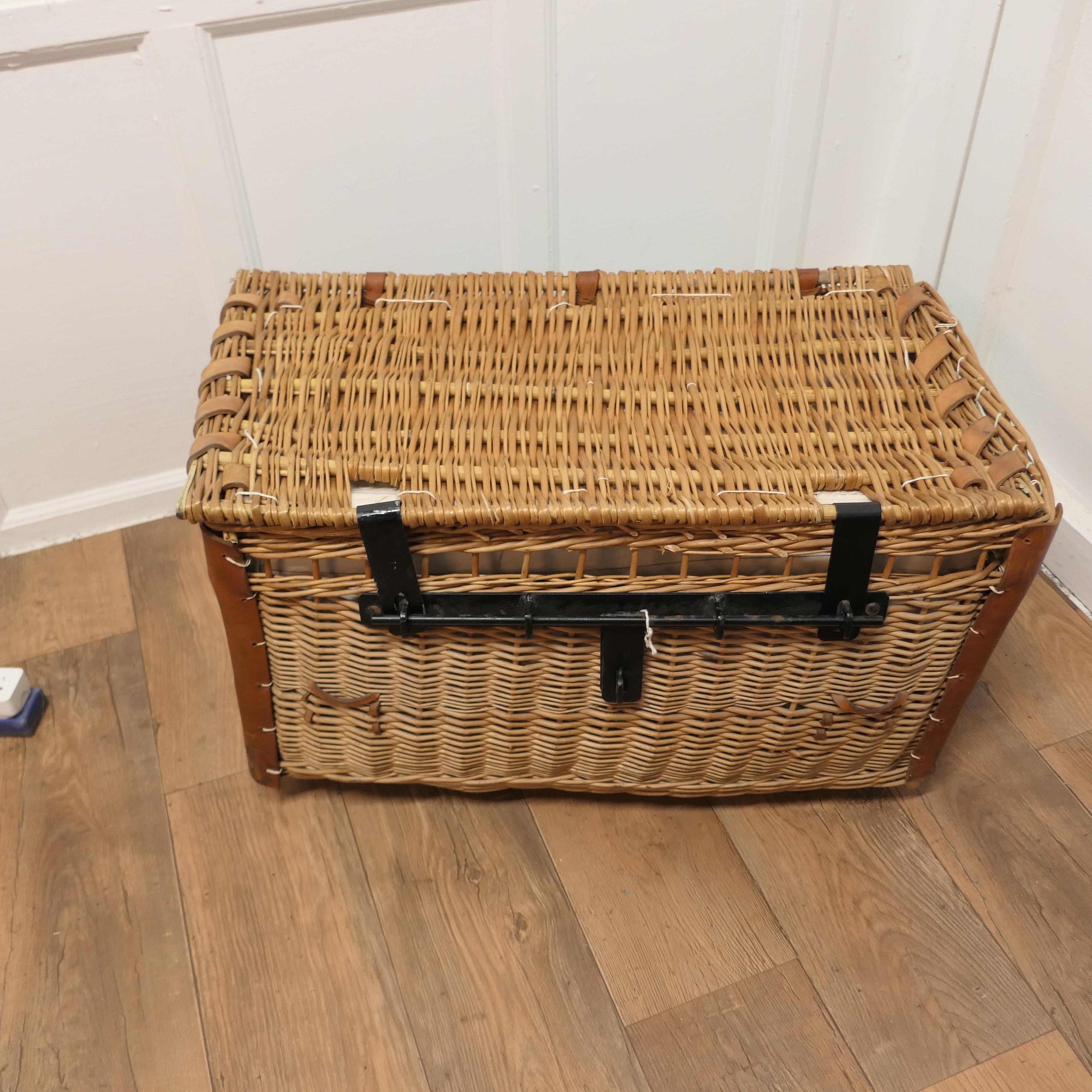 Mid-20th Century Antique Wicker Laundry Basket or Linen Hamper   