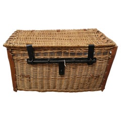 Retro Wicker Laundry Basket or Linen Hamper   