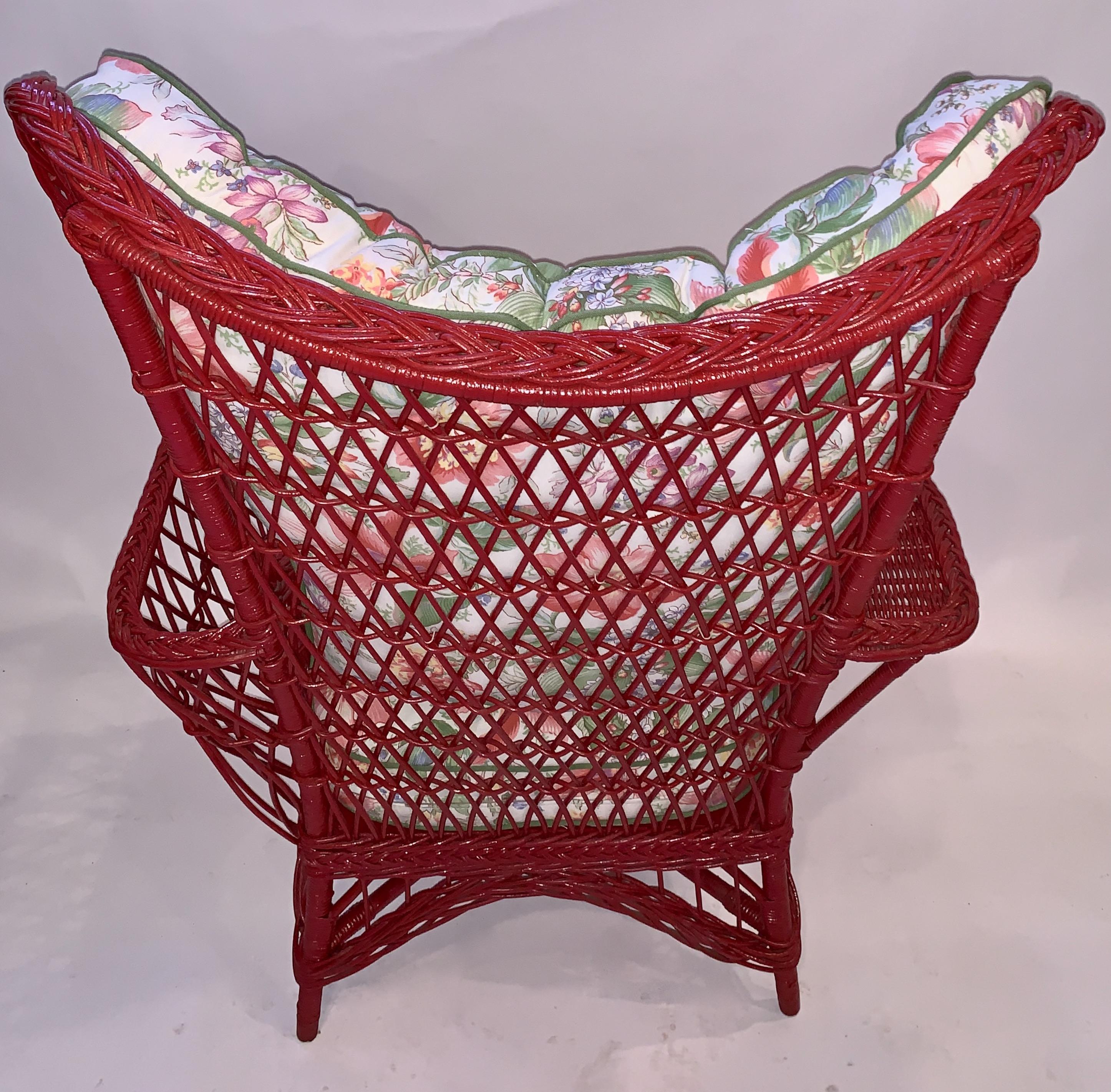 American Antique Wicker Oversized Bar Harbor Style Wing Chair
