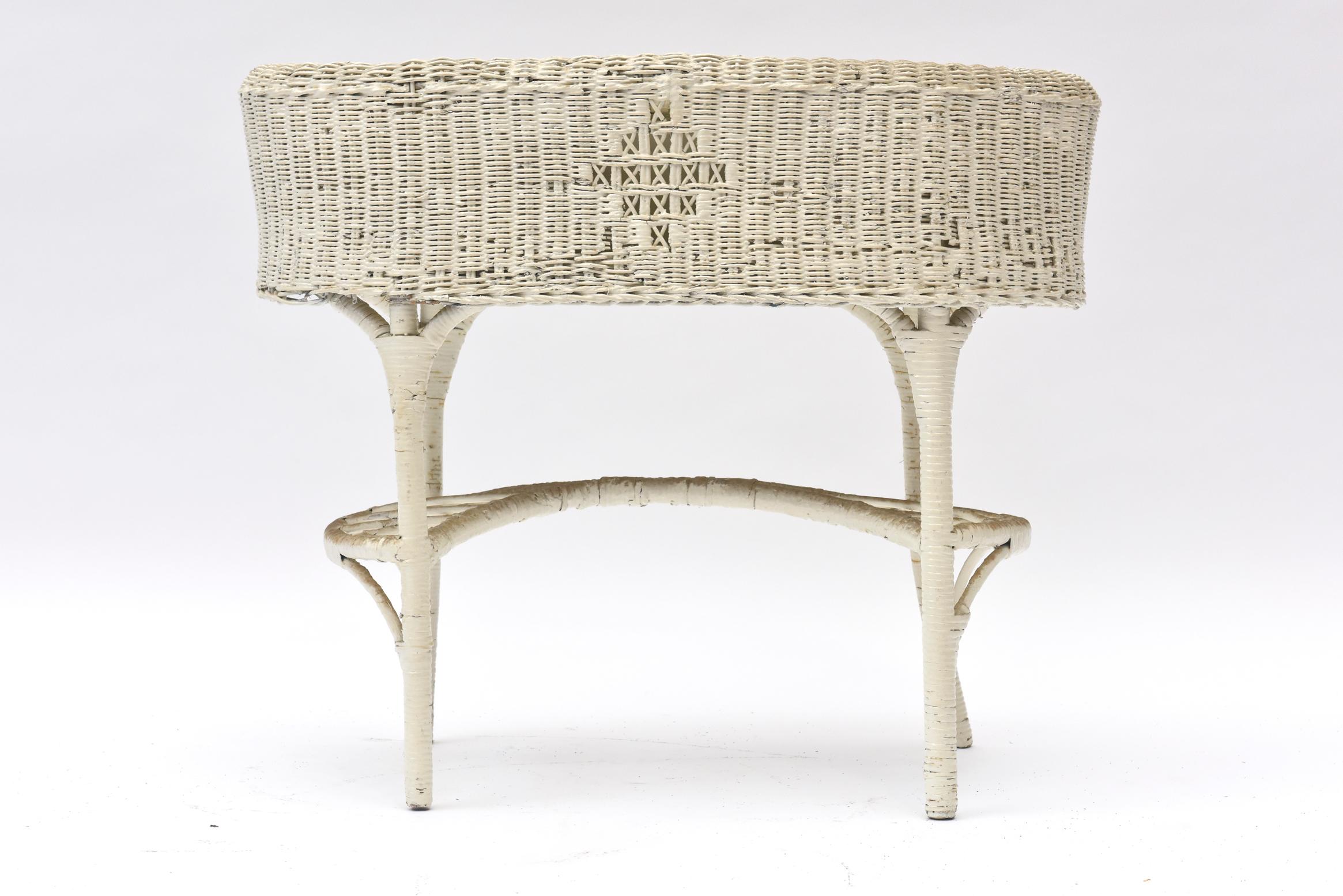 Woven Antique Wicker Plant Stand, 1920s