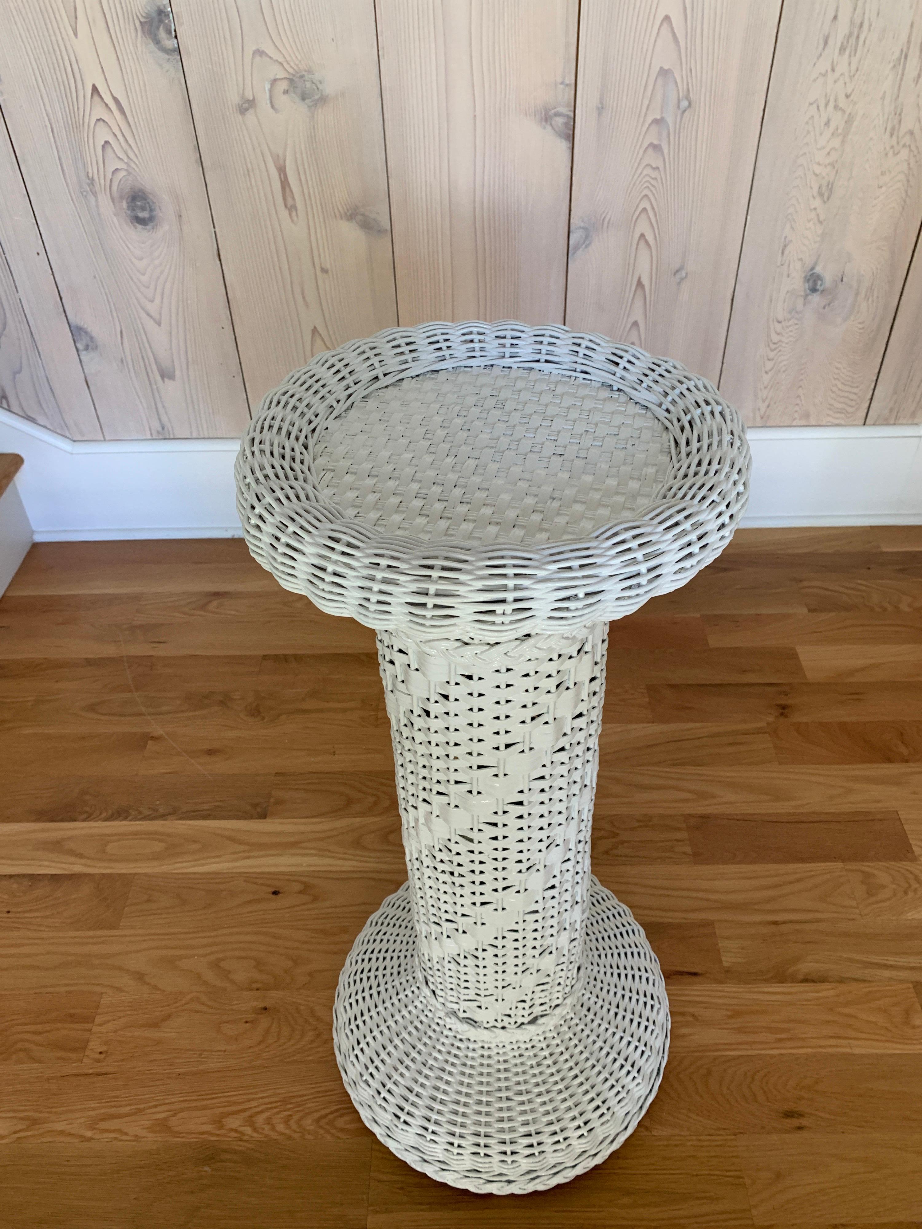Hand-Woven Antique Wicker Plant Stand
