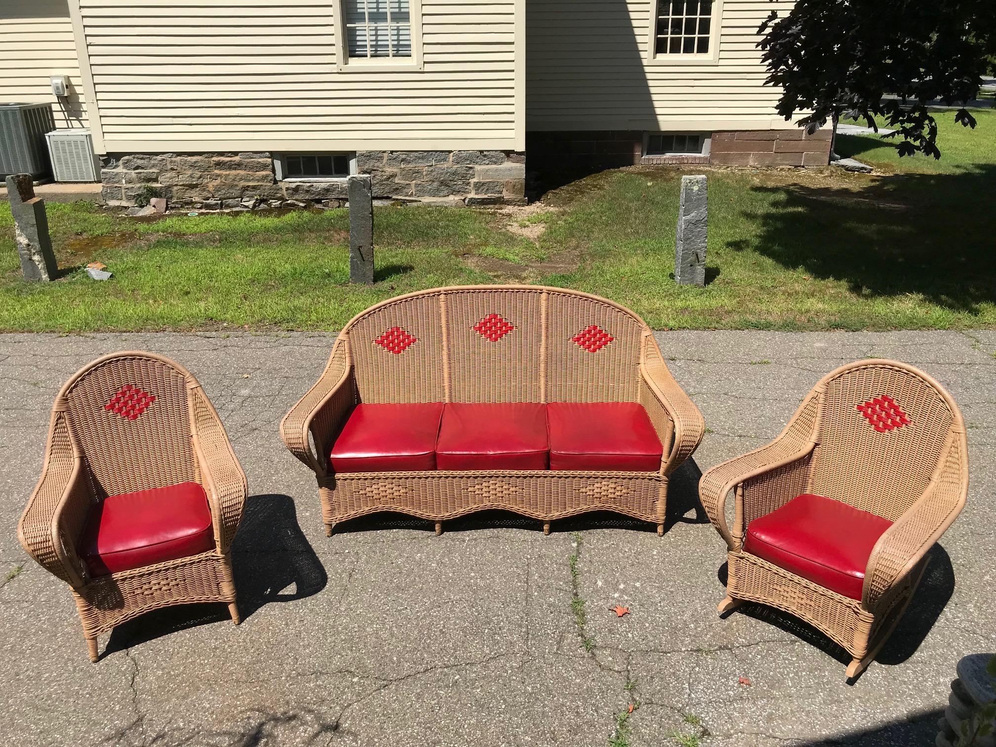 Antique Wicker Porch Set In Good Condition In Old Saybrook, CT