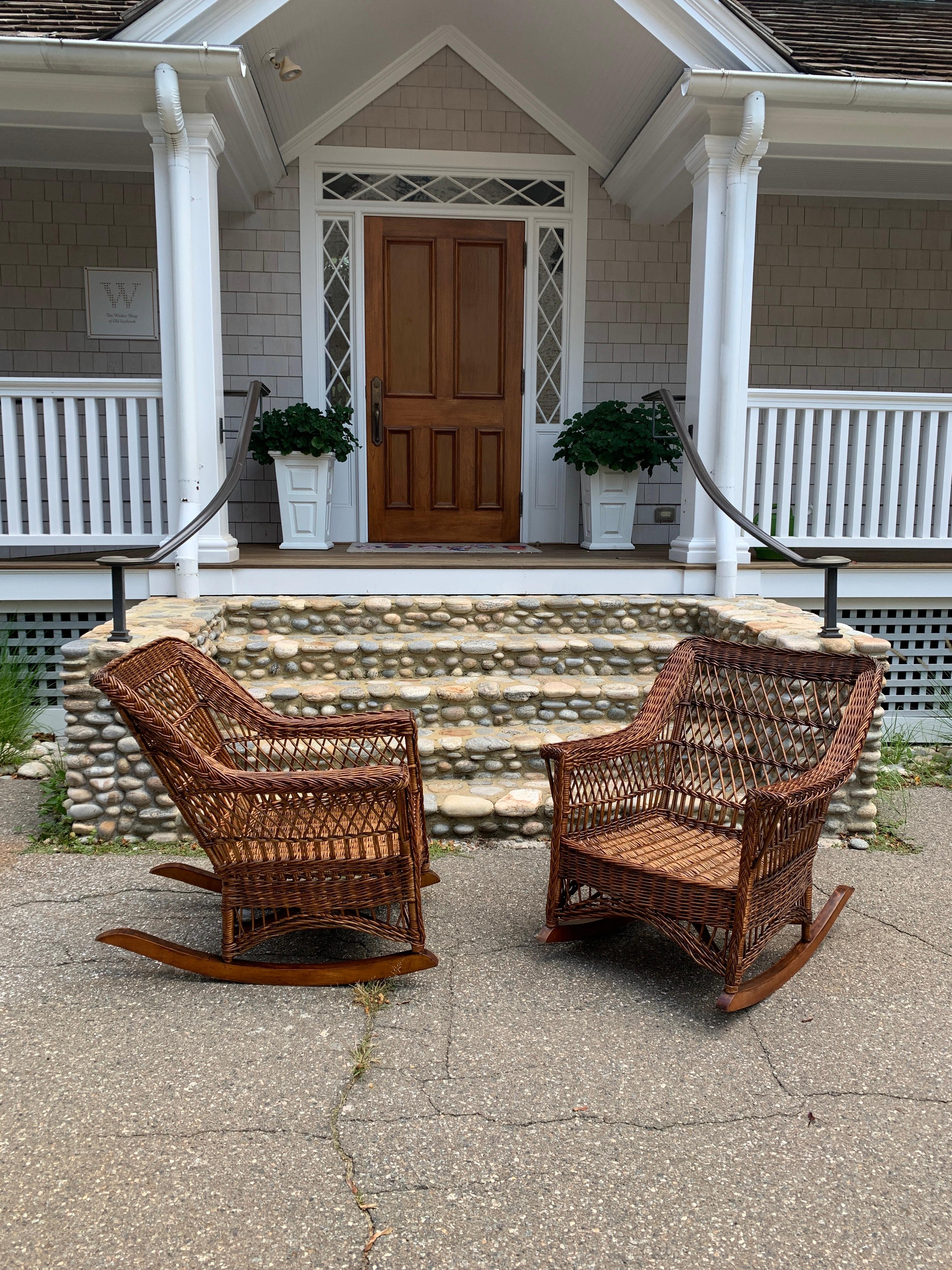 American Antique Wicker Rocking Chairs