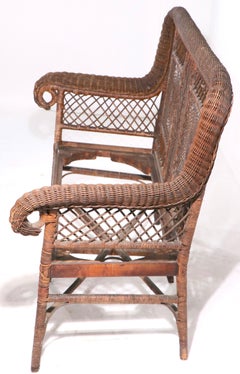 Antique Wicker Settee Sofa Loveseat