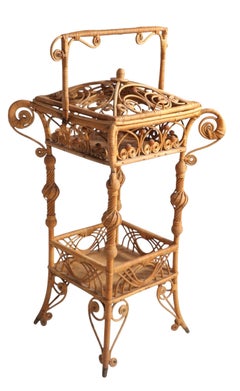 Antique Wicker Sewing Stand by Heywood Brothers