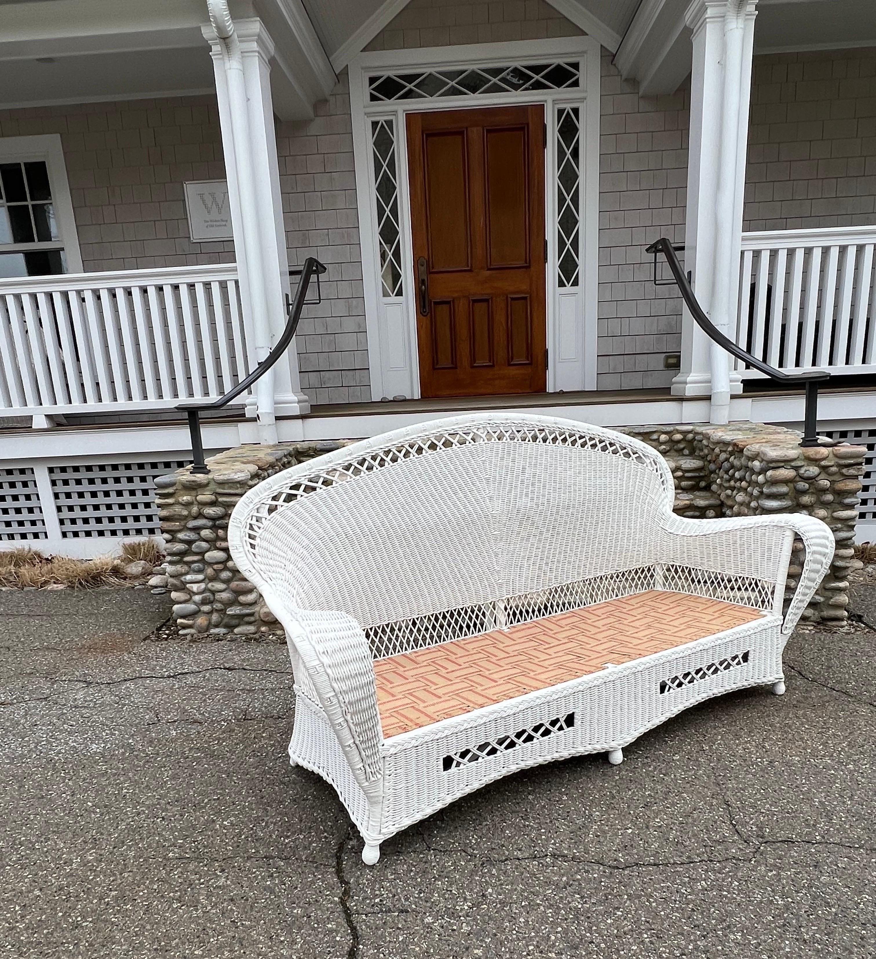 American Antique Wicker Sofa by Merikord For Sale