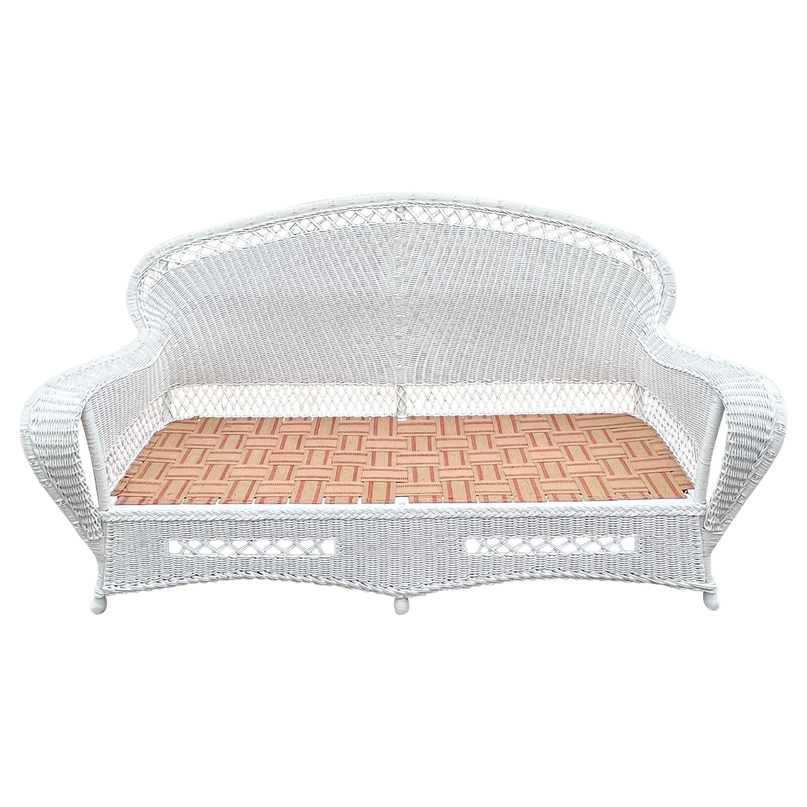 Antique Wicker Sofa by Merikord For Sale