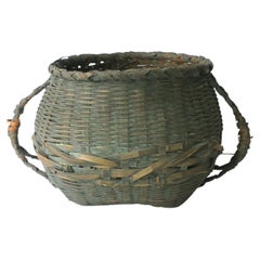 Antique Wicker Green Splint Basket