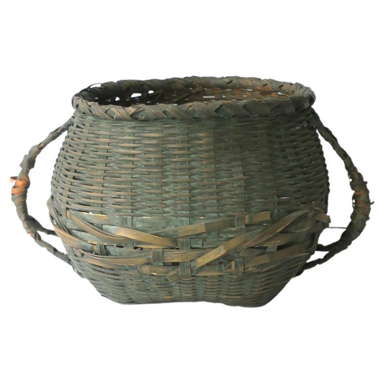 Antique Wicker Green Splint Basket For Sale at 1stDibs wicker and