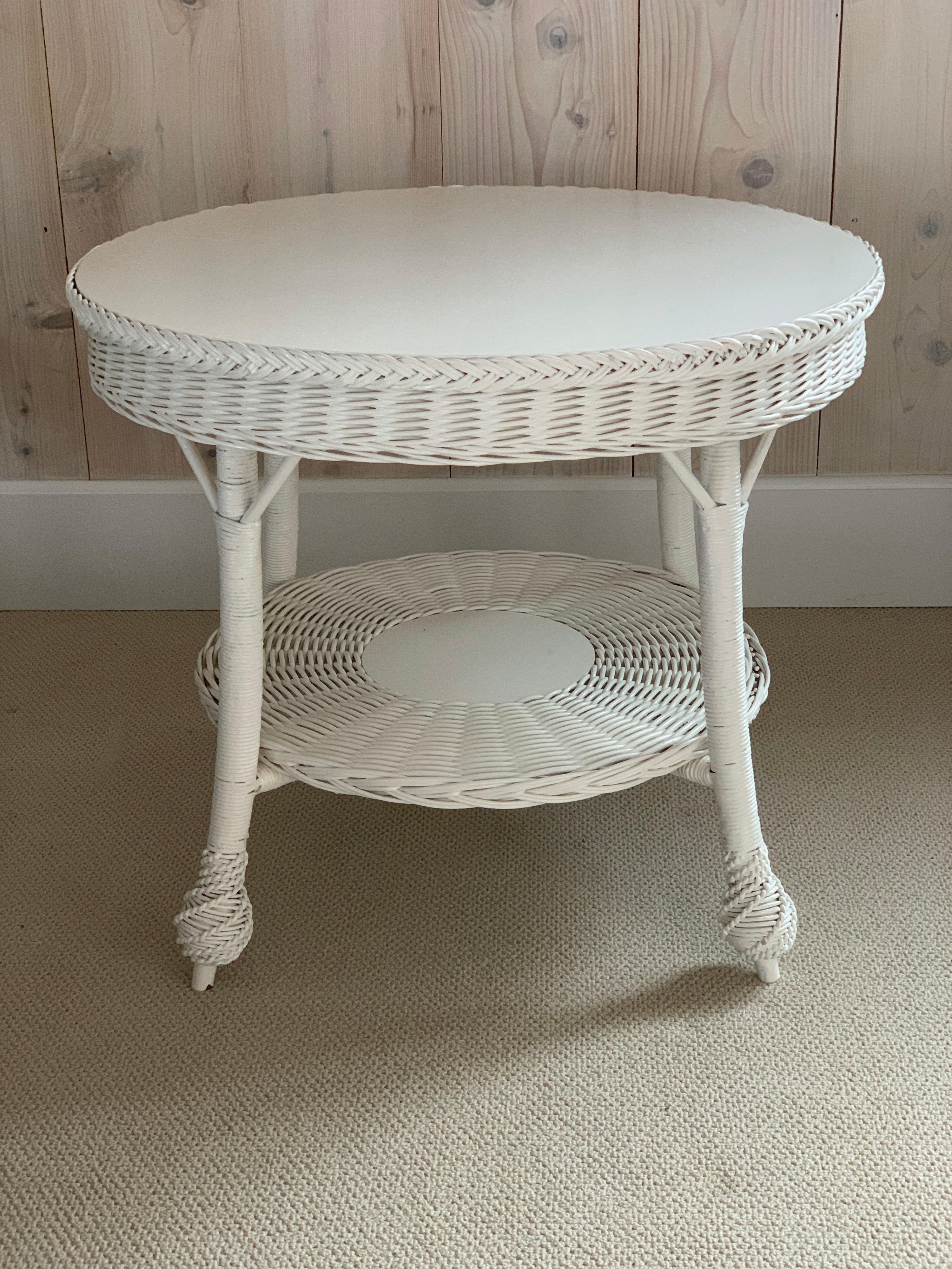 vintage round wicker table
