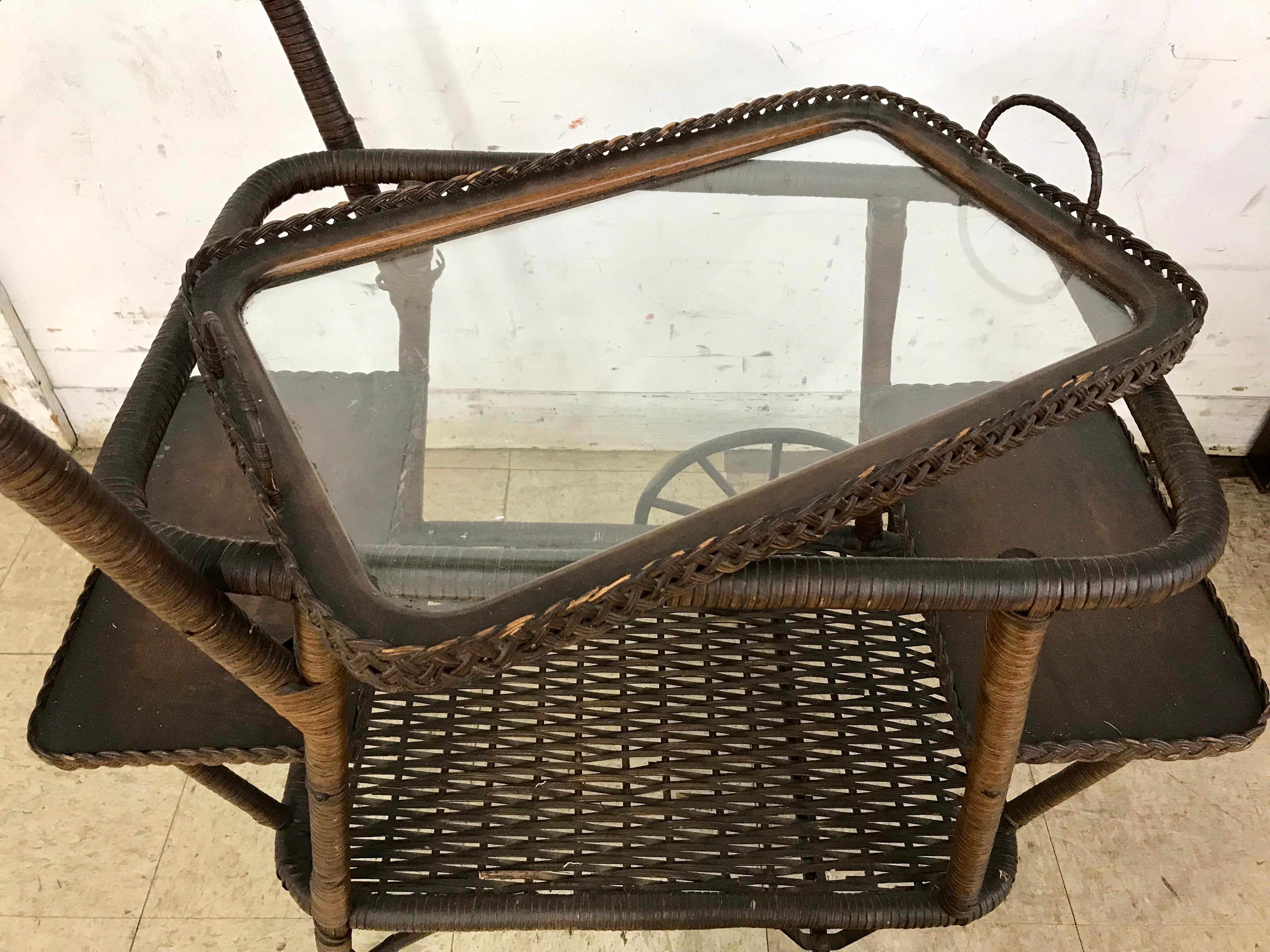 Antique Wicker Tea Trolley Bar Cart at 1stDibs antique wicker tea