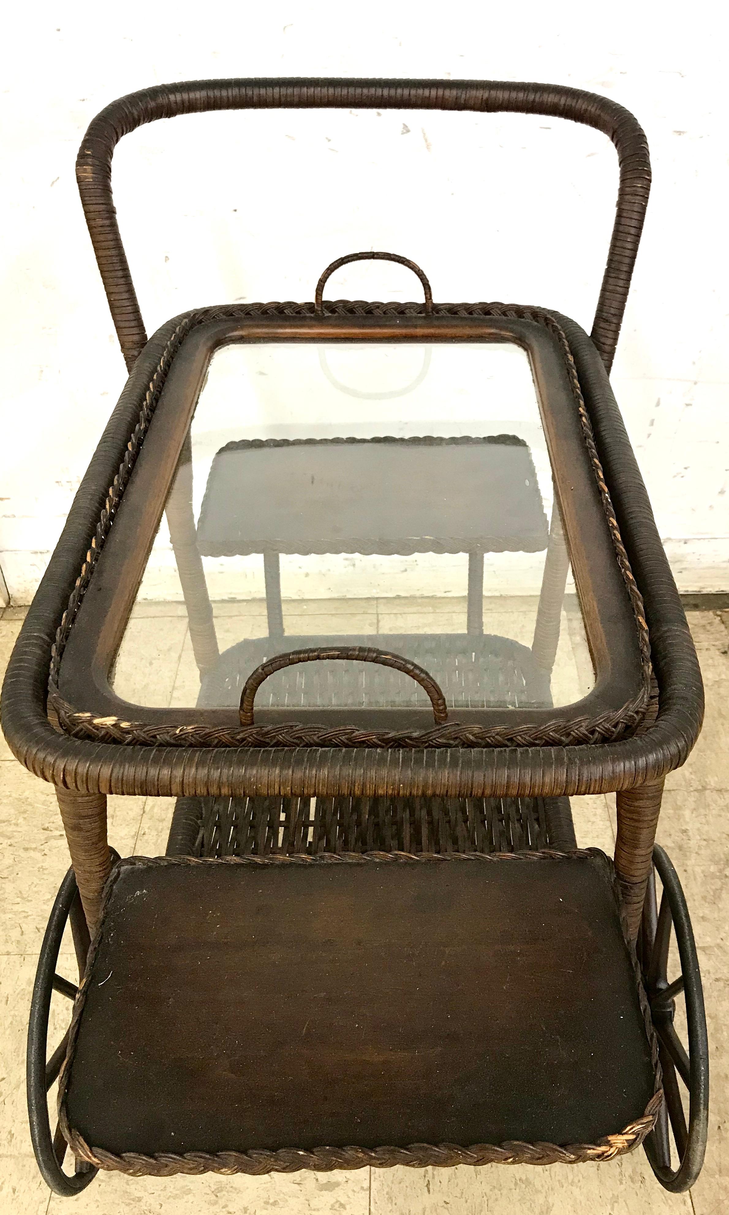 Antique Wicker Tea Trolley Bar Cart at 1stDibs antique wicker tea