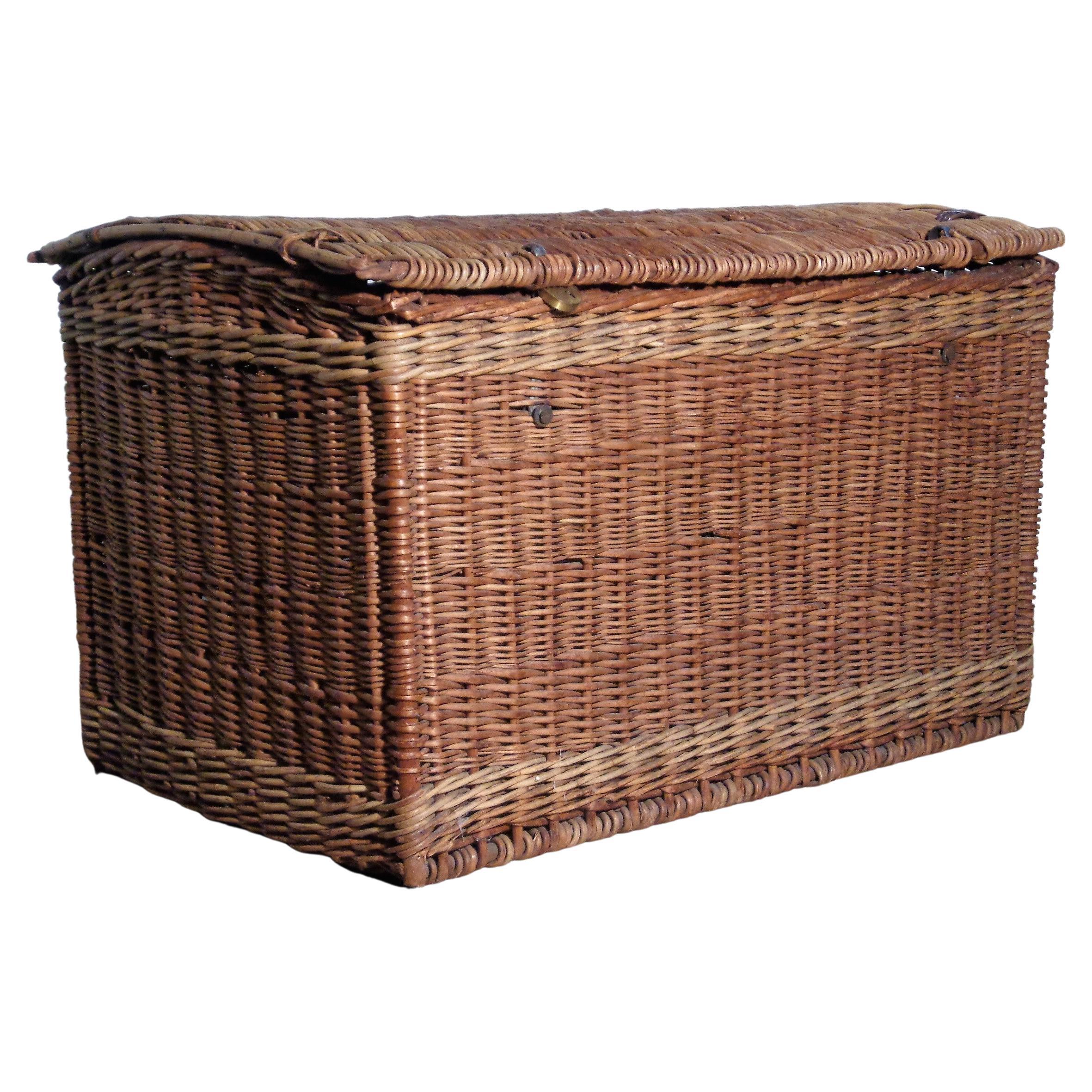 Antique Wicker and Brass Trunk