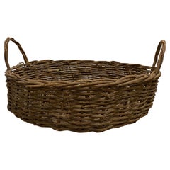 Antique Wicker Wash Basket with Handles