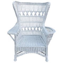 Antique Wicker Wingback Armchair