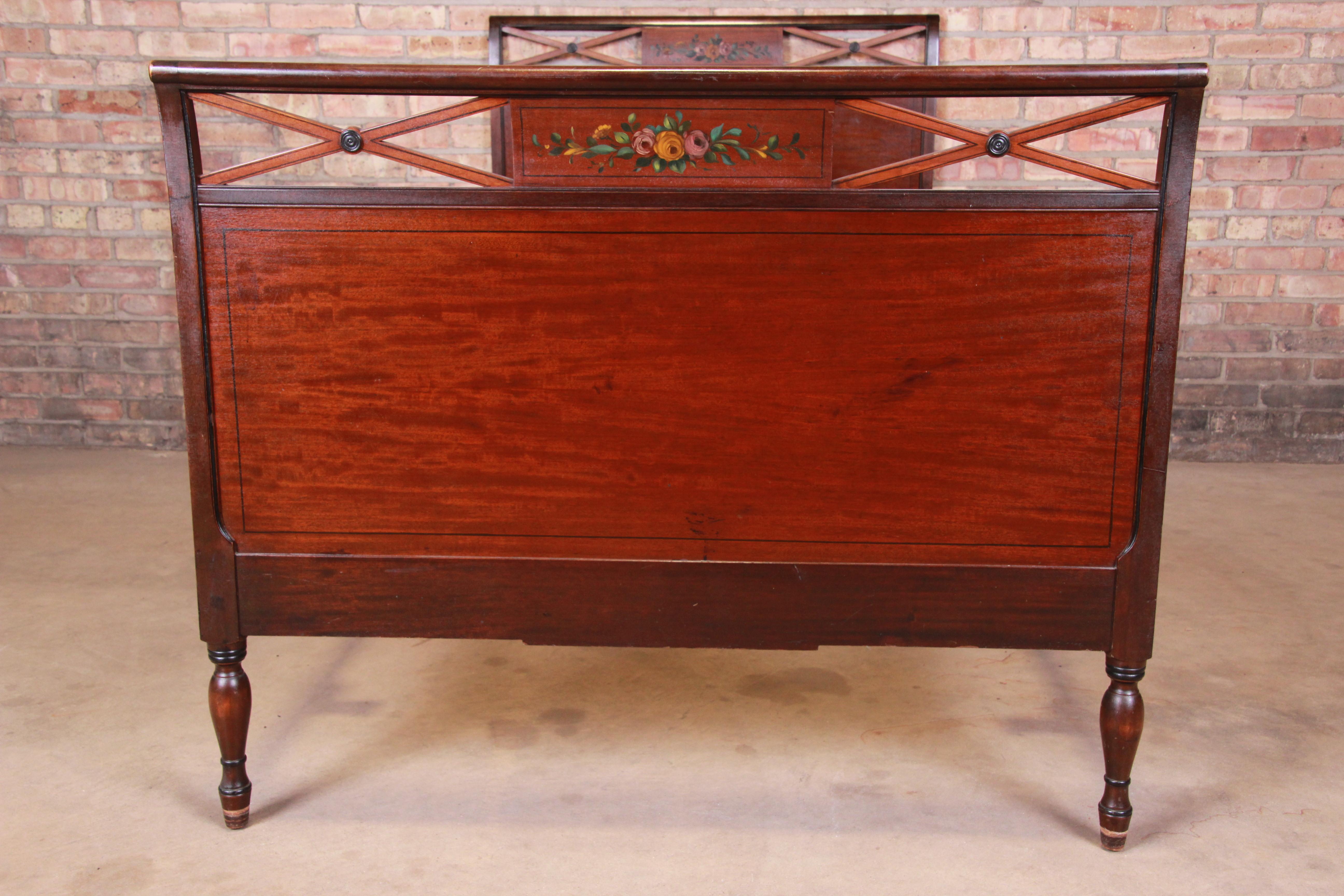 Antique Widdicomb Carved Mahogany Twin Size Bed, circa 1920s 1